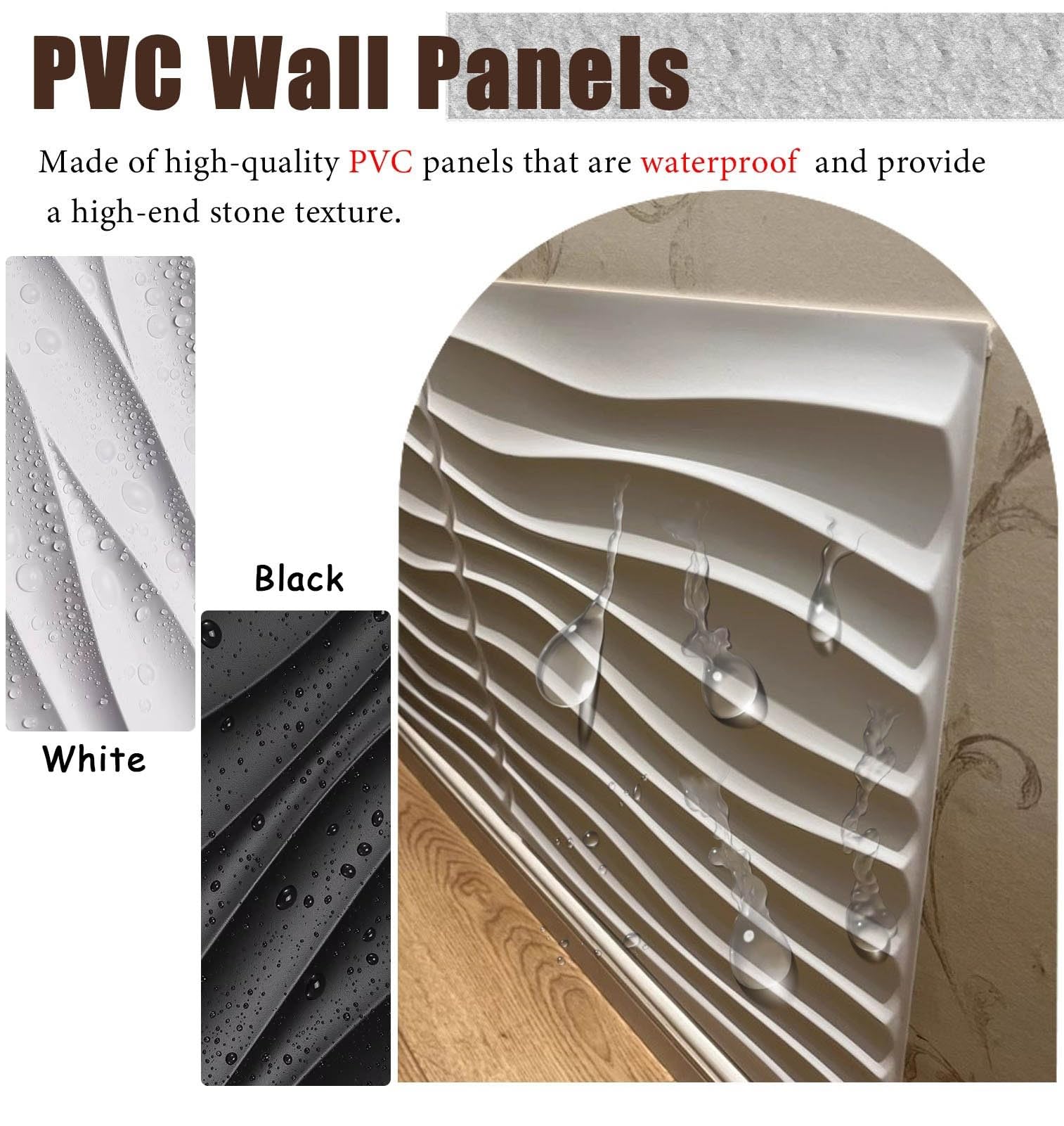 Pannelli di parete 3D del PVC, rivestimento decorativo ondulato di arte della parete, rivestimento interno della trama, verniciabile