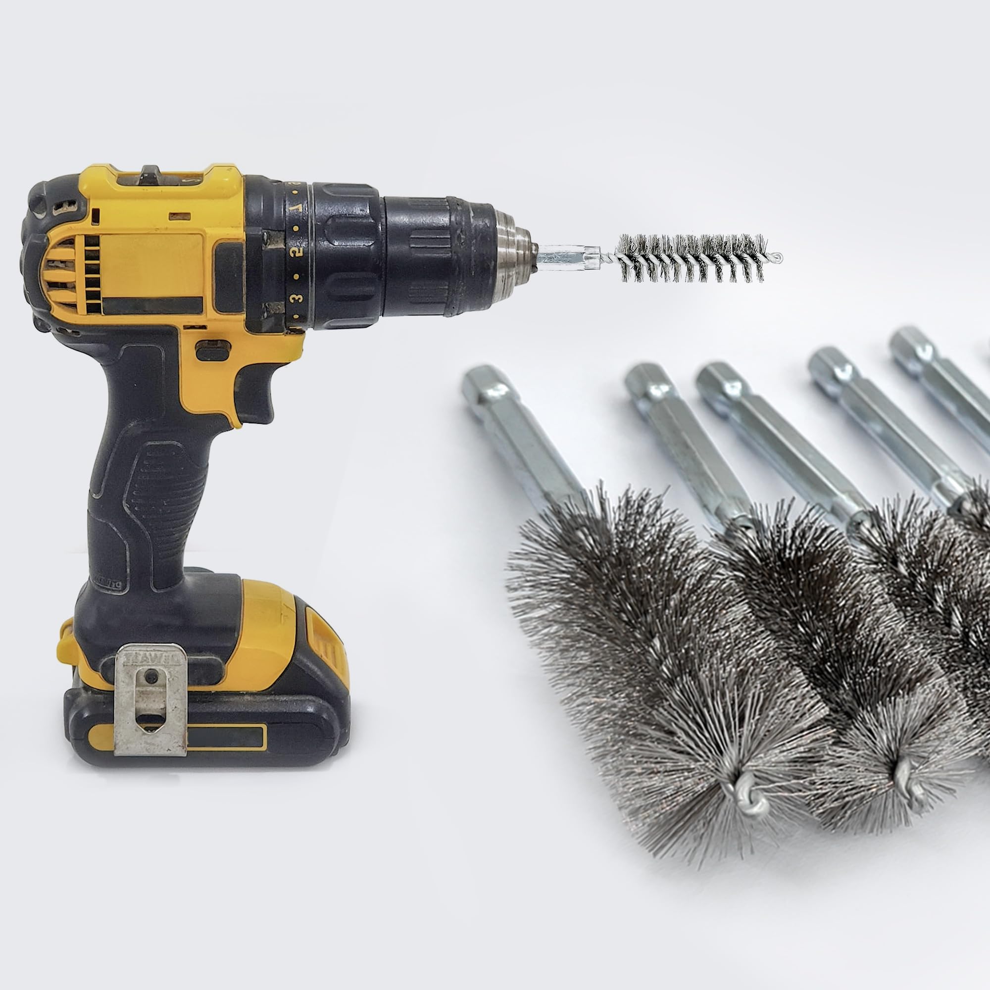 ASNOMY Set di 5 Spazzole in Acciaio Inox da 2,2 cm Con Foro, Setole per Pulizia di Trapani Elettrici, Spazzole Abrasive Con Gambo Esagonale da 1/4"