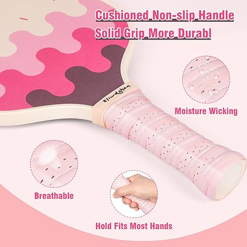 Miniatura 4 de Eliwdshen Paletas de pickleball de fibra de vidrio, juego de 2, 4 pickleball, bolsa de transporte portátil