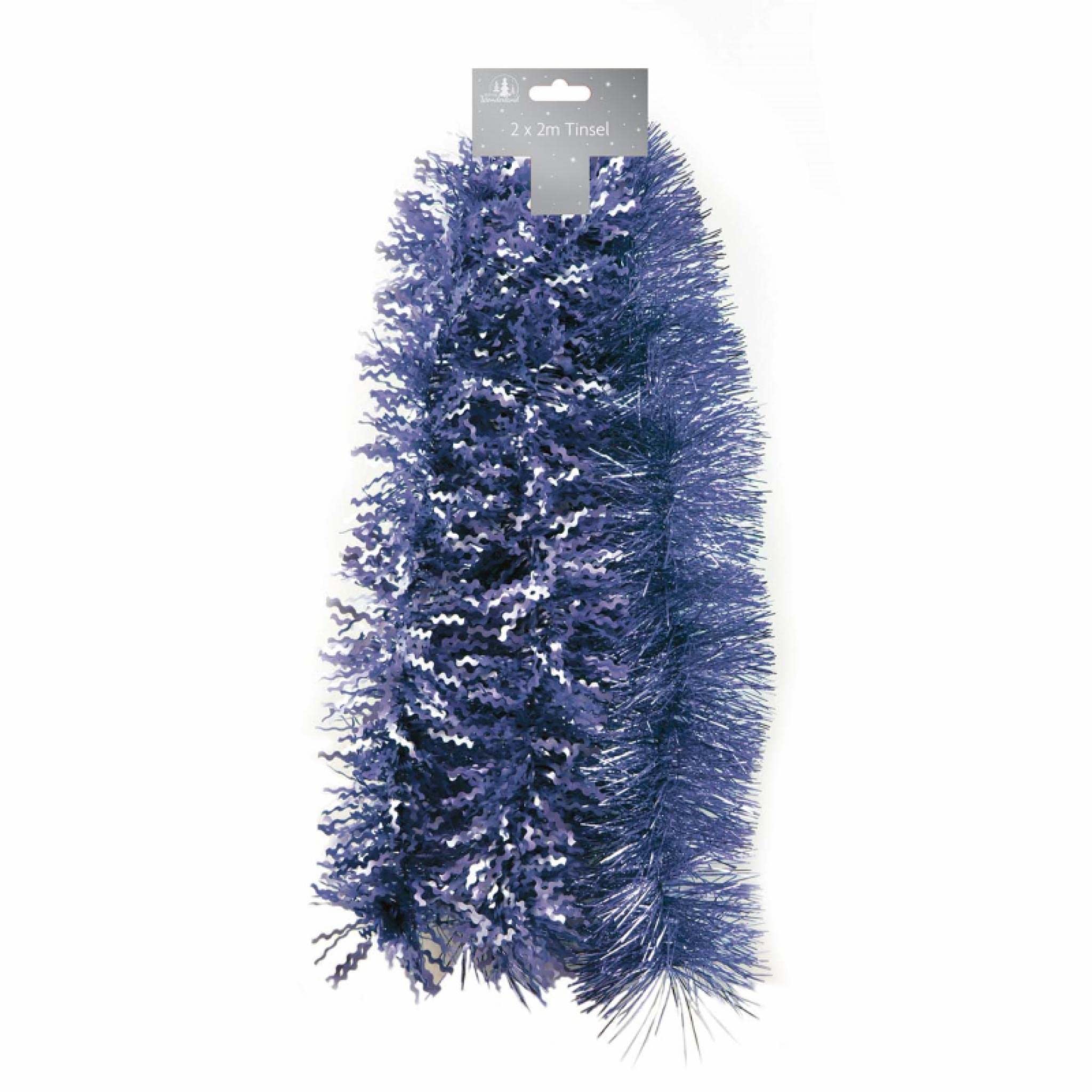Tallon 7166 Festive Wonderland Xmas Christmas Shiny Fine Cut & Matt Zig Zag Tinsel 12M - Navy Blue