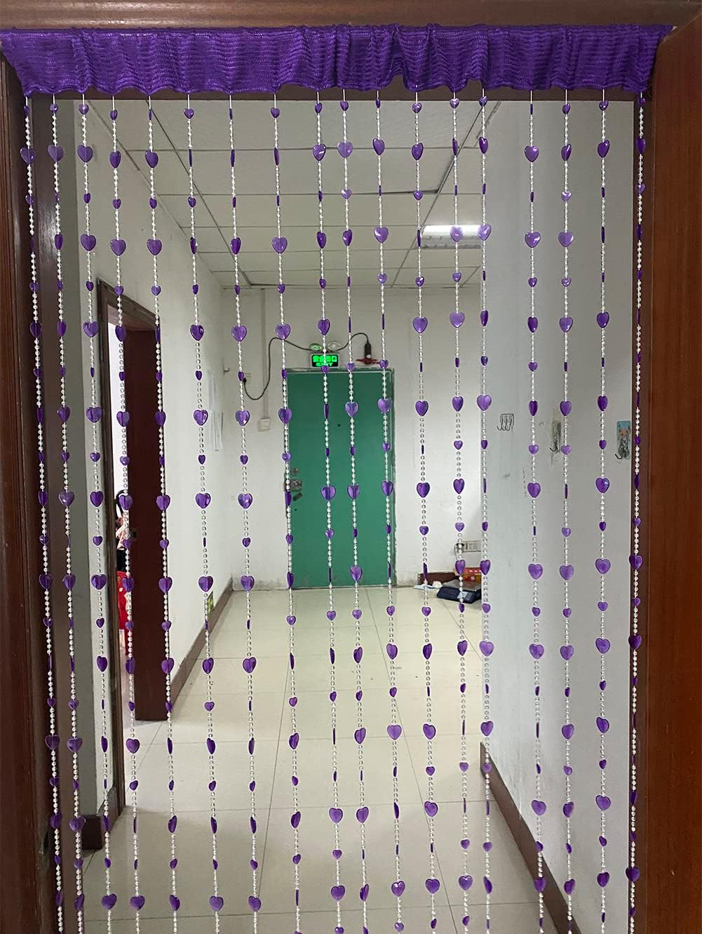 ZiDeTang Acrylic Beaded Heart Door Curtain Home Décor Tassel Room Divider Curtain Color Purple Pack of 1