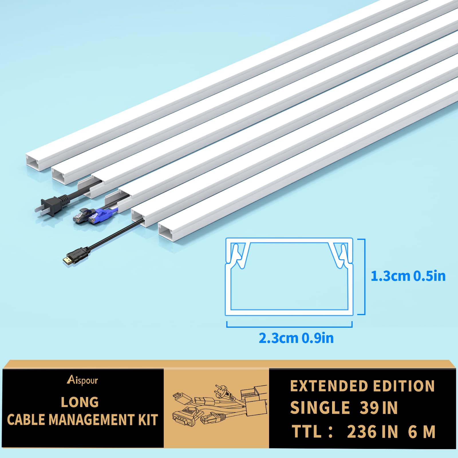 RobustWeg Goulotte De Câbles,Kit Goulotte Passe Cable,Goulotte Passe Câble,Cache Câble TV Mural,Protege Canal De CâBle Flexible,Cache-Câble Mural,Peut Se Peindre,pour Bureau,Plafond,Angle,Sol,Mur