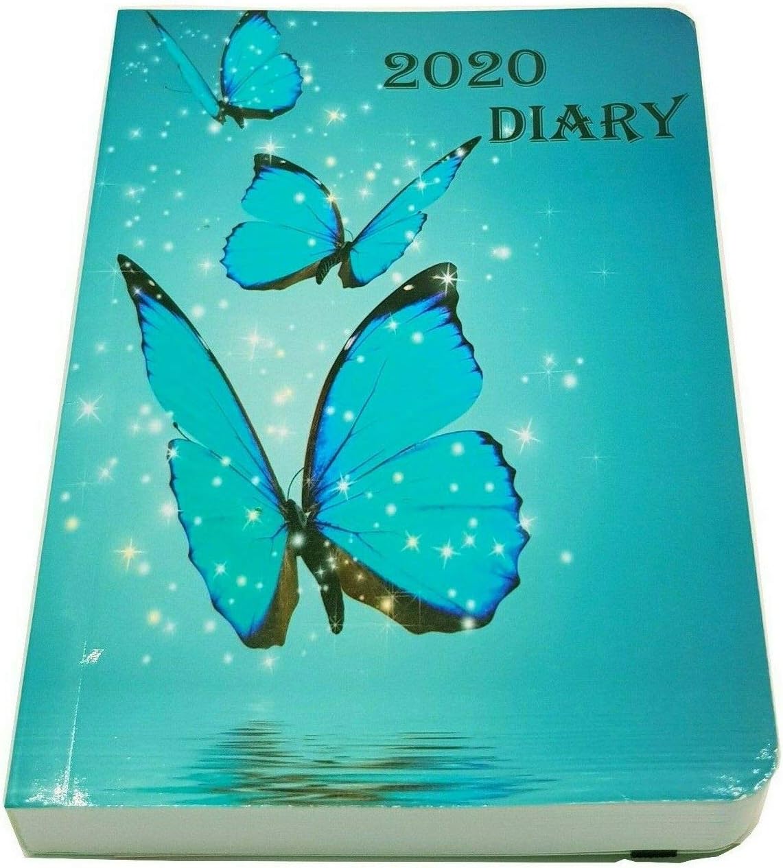 2020 Diary A6 Day a Page Full Page Sat/Sun Gloss Cover Pocket Planner Journal (Blue Butterflies)