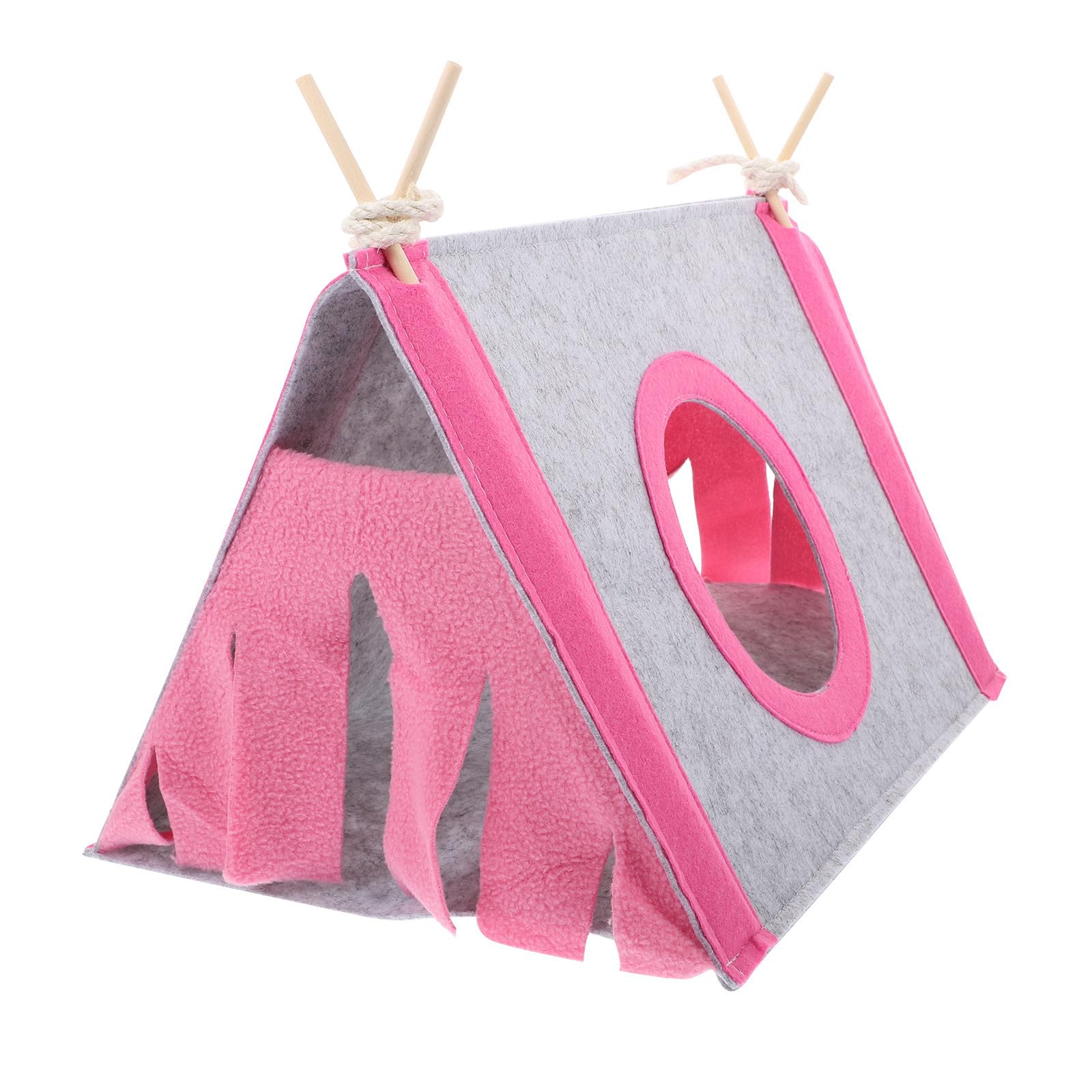 Nido de fieltro para hámsters fácil de colgar: escondite térmico y lavable de color rosa