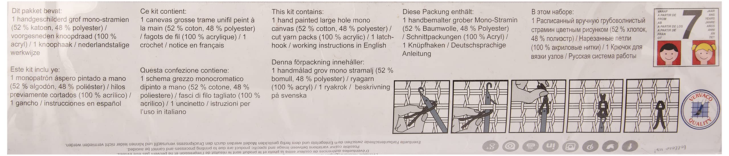 VERVACO Latch Hook Kit Per Tappetto ETNICO Kit Gancio Di Chiusura Tappeto ca. 70 x 46 cm Set Ricamo Principianti Casa Decorazioni Attività Creative Adulti Hobby Rilassanti