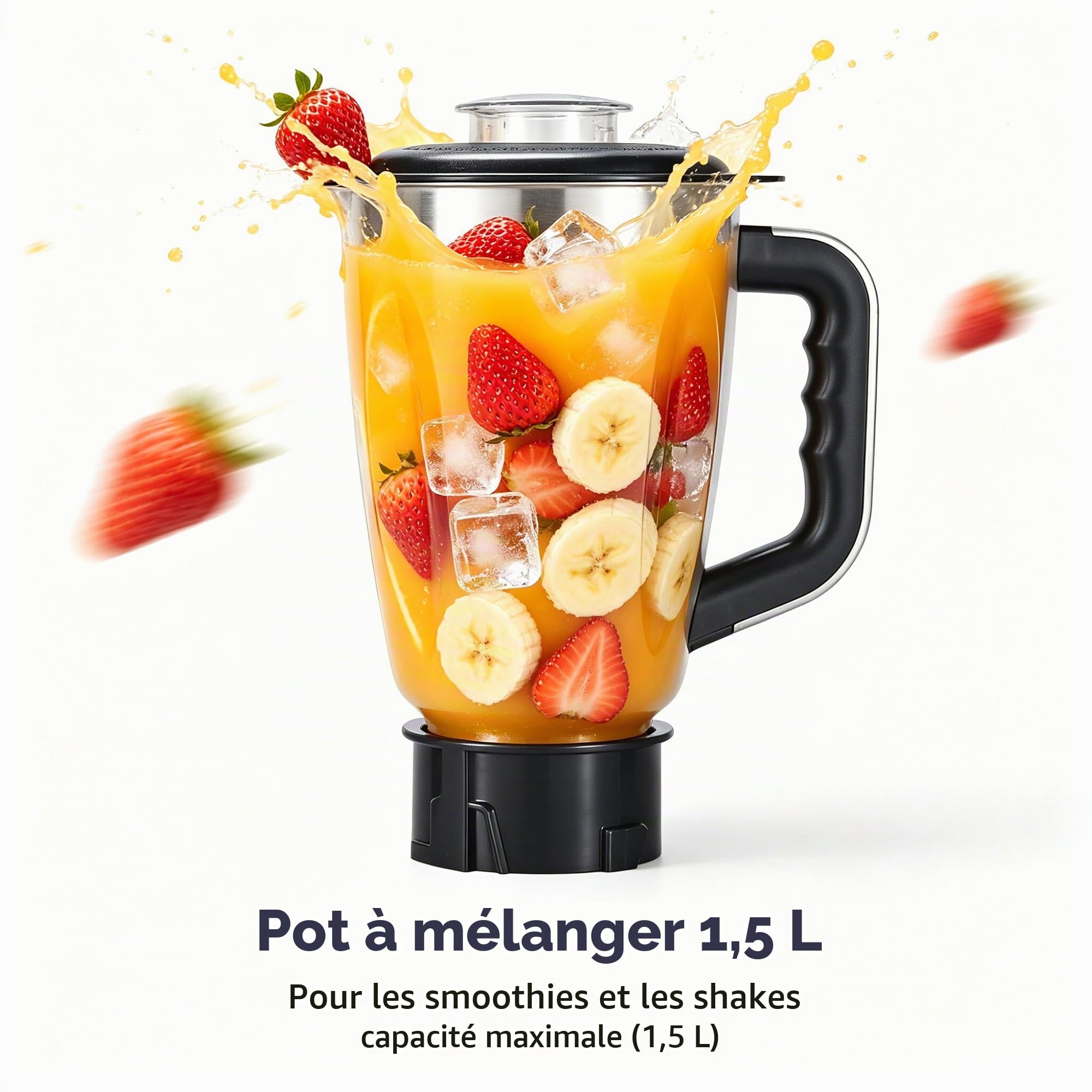 Mixeur Blender 3-en-1 Acier Inoxydable avec 3 Bols, Moteur 700 W Puissant - Silencieux (<60 dB) pour Smoothies, Chutneys, Poudres Sèches