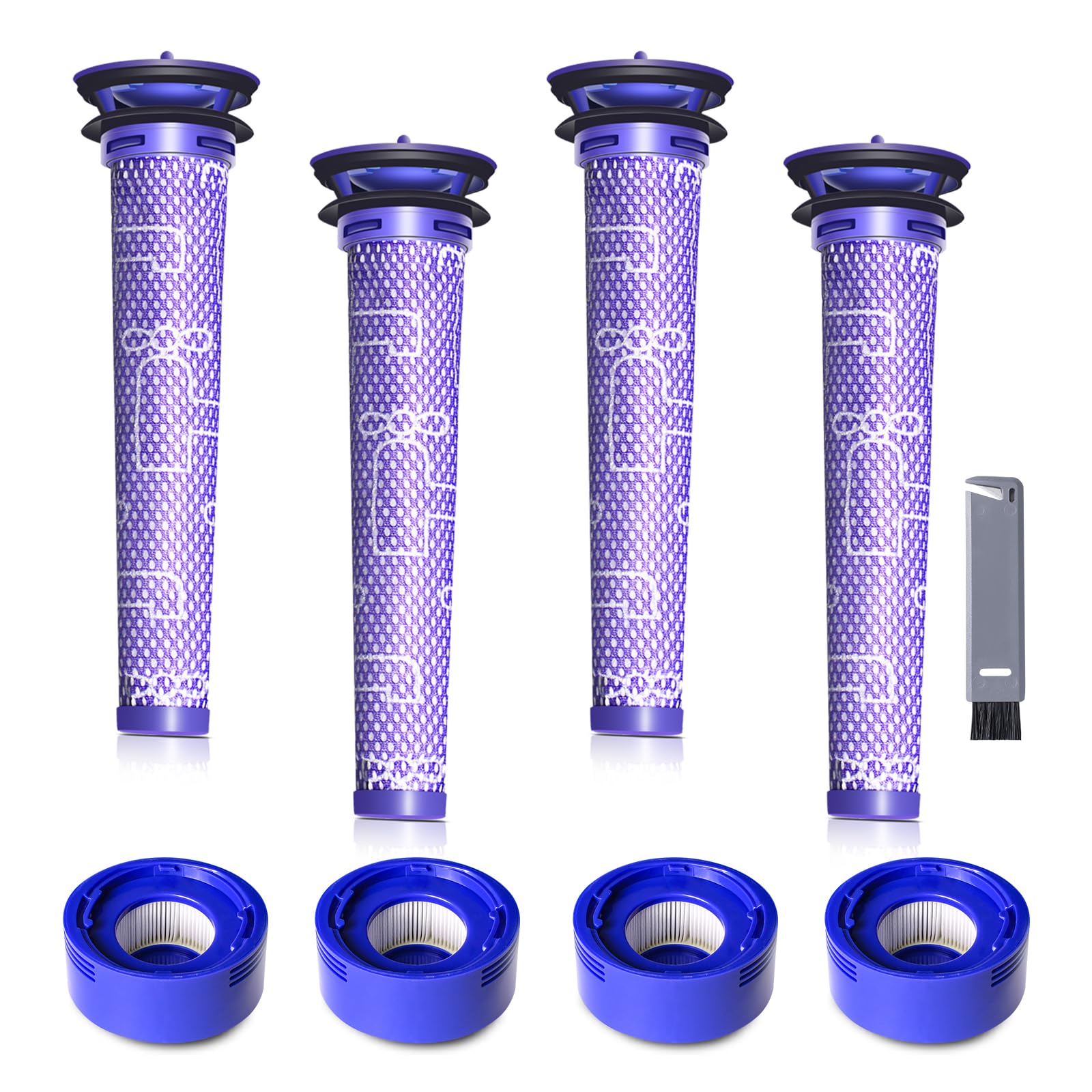 Replacement Filter Kit for Dyson V7 V8 Animal Absolute SV10 Cordless Vacuum Cleaners, 2 Pre-Filters 2 Post-Filters