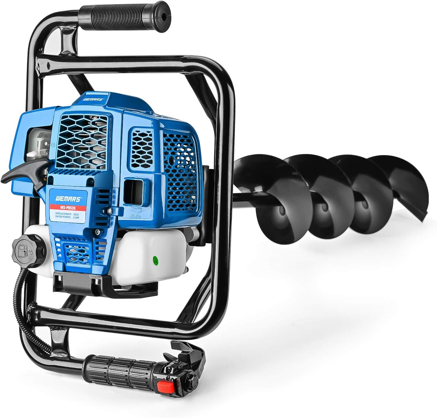 WEMARS Post Hole Digger 52CC Earth Auger Gas Powered Garden Auger 2 Stroke Gas One Man Auger Planter for Digging Holes with Two Drill Bit 6" 8" : Patio, Lawn & Garden