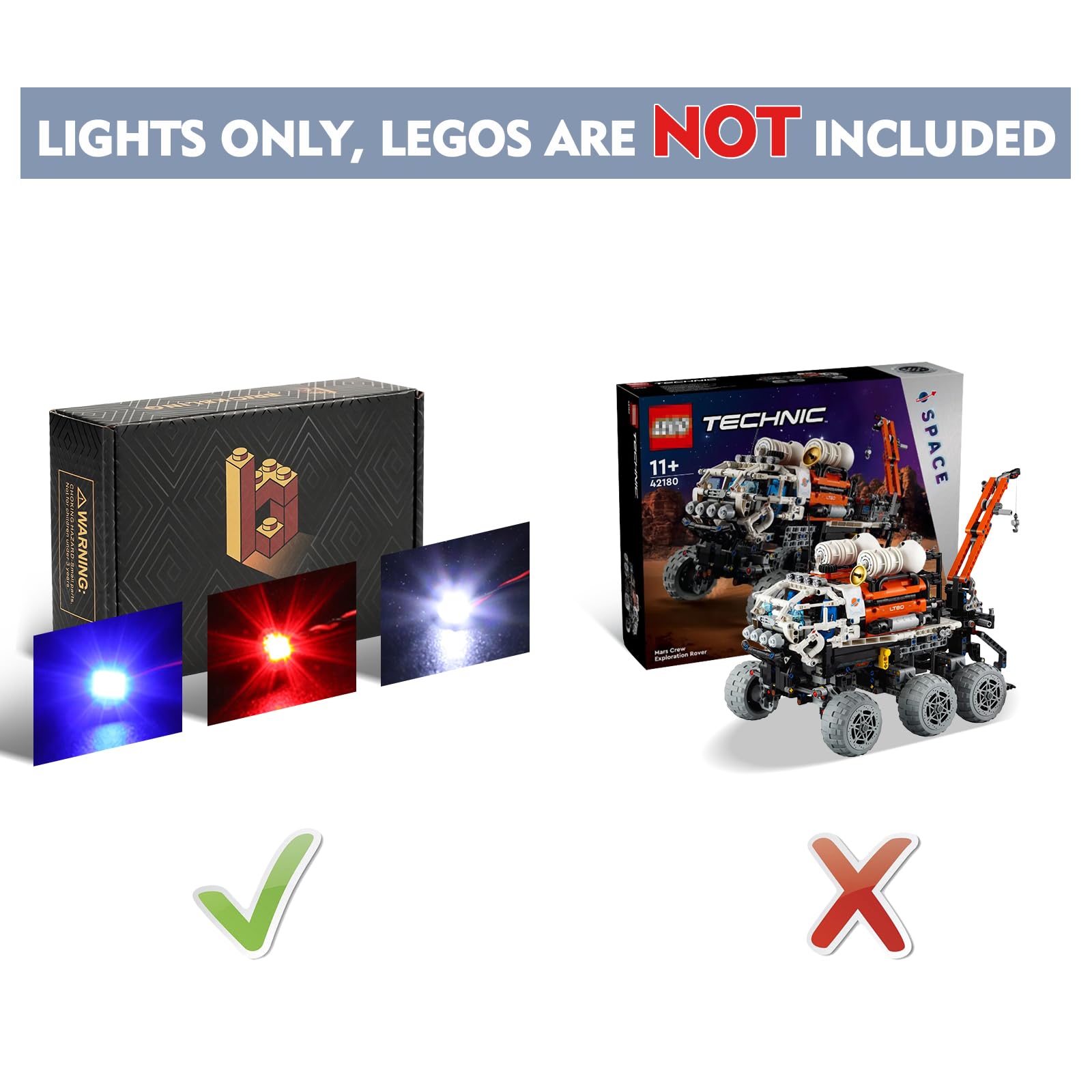 Kit di luci a LED per Lego 42180 Mars Crew Exploration Rover (Non Lego), set di illuminazione a LED per Lego Technic Mars Crew Exploration Rover Set giocattolo creativo