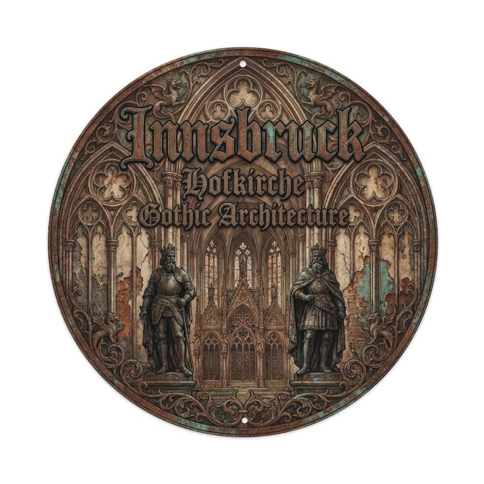 Olyhtr 8X8inch Classic Style Innsbruck Tyrol Imperial City Retro Destination Metal Tin Sign
