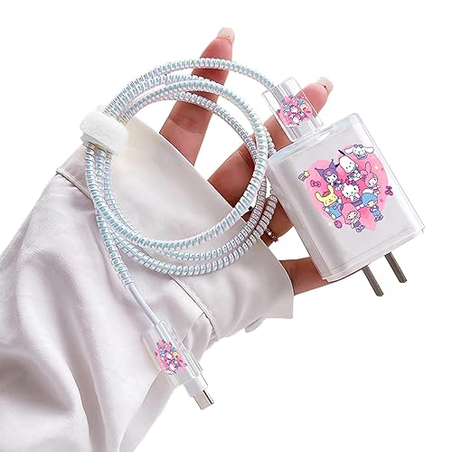 Cute Love DIY - Protector de cable para cargador de iPhone, patrón de conejo, gato, perrito, amigos, cable de datos, cargador USB, línea de datos,