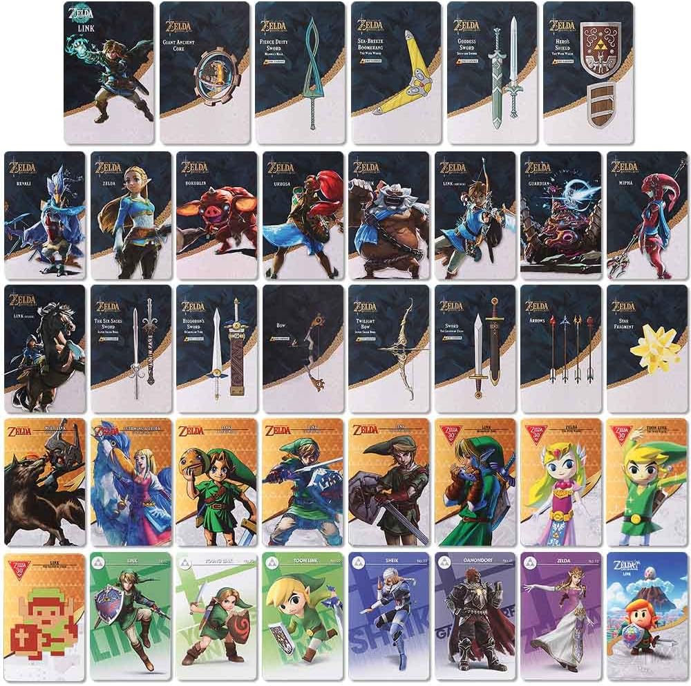38PCS Zelda Amiibo Cards, Legend of Zelda Tears of the Kingdom Amiibo Card, Zelda & Loftwing NFC Tags Amiibo Card, For Switch Game Card