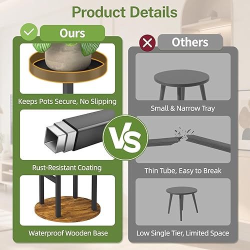 Miniatura 5 de iDavosic.ly Soporte de metal para plantas para interiores y exteriores, estante de flores de esquina de 4 niveles, estante de exhibición múltiple