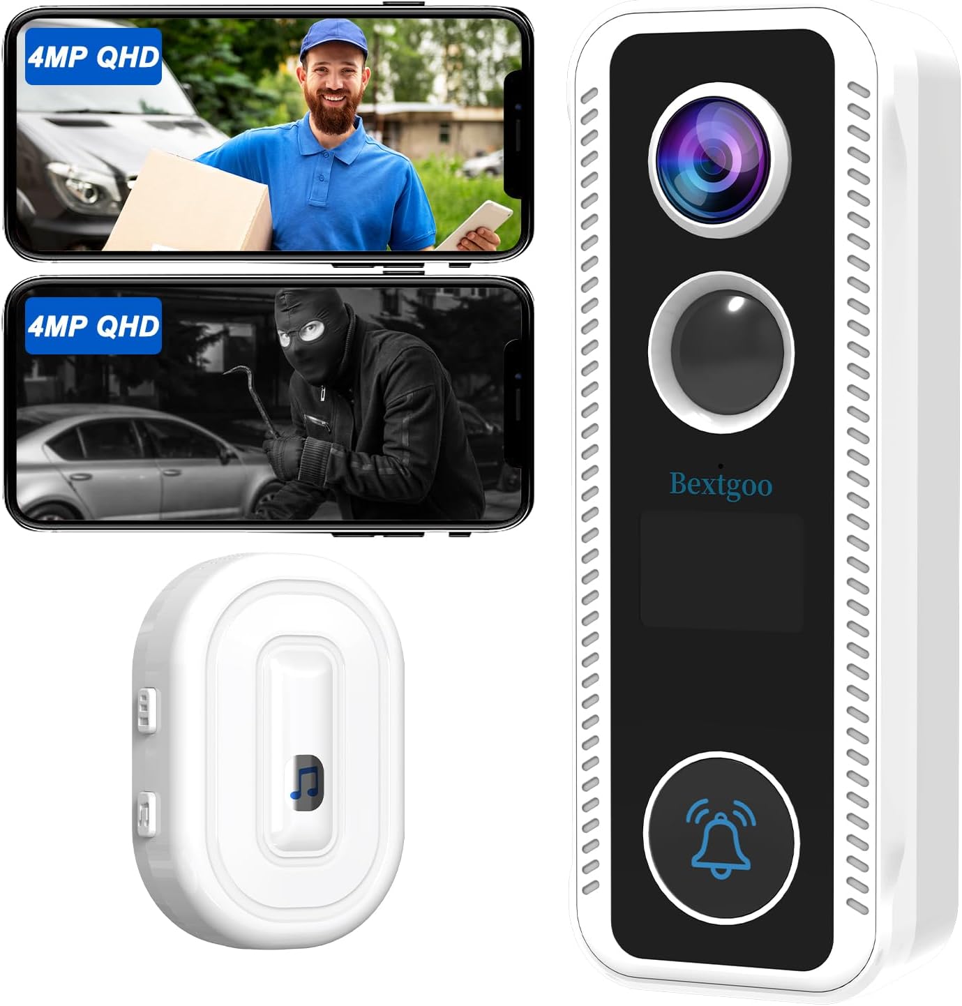Sonnette Vidéo Intelligente Sans Fil – Avec Carte Micro SD – Noire