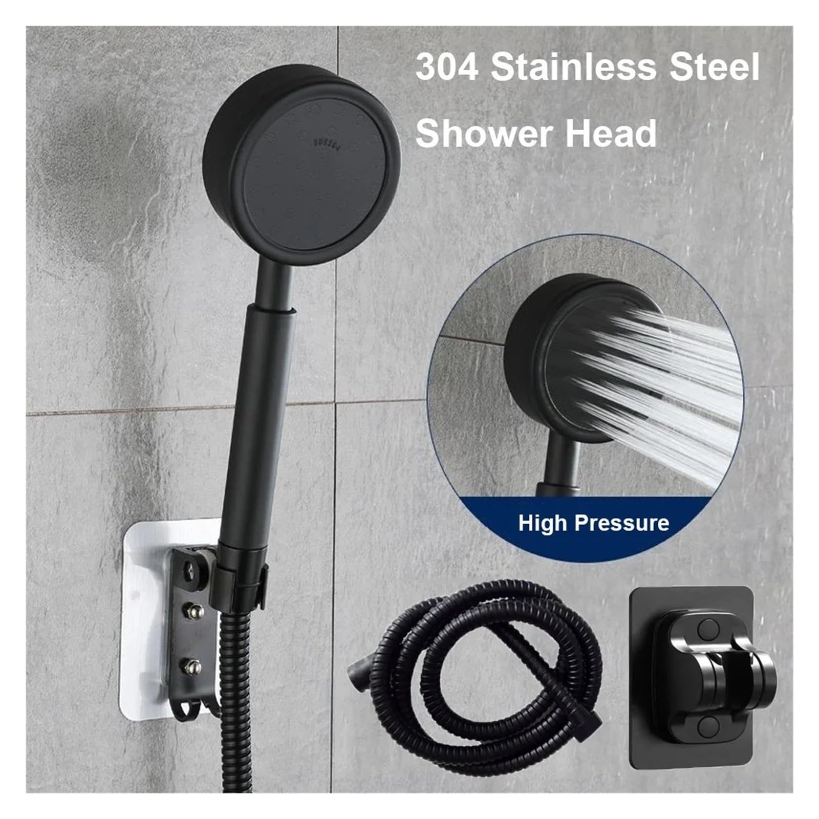Soffione doccia in acciaio inox Soffione doccia ad alta pressione resistente alla caduta(Silver)