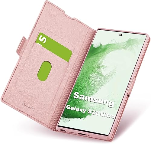 Aunote Funda para Samsung Galaxy S22 Ultra, Galaxy S22 Ultra Flip Case, Samsung S22 Ultra 5G Funda para teléfono, funda delgada para mujer hecha de