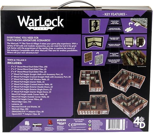 Vista 34 de Warlock Tiles: Base Set – Dungeon Tiles II Paredes de piedra de altura completa