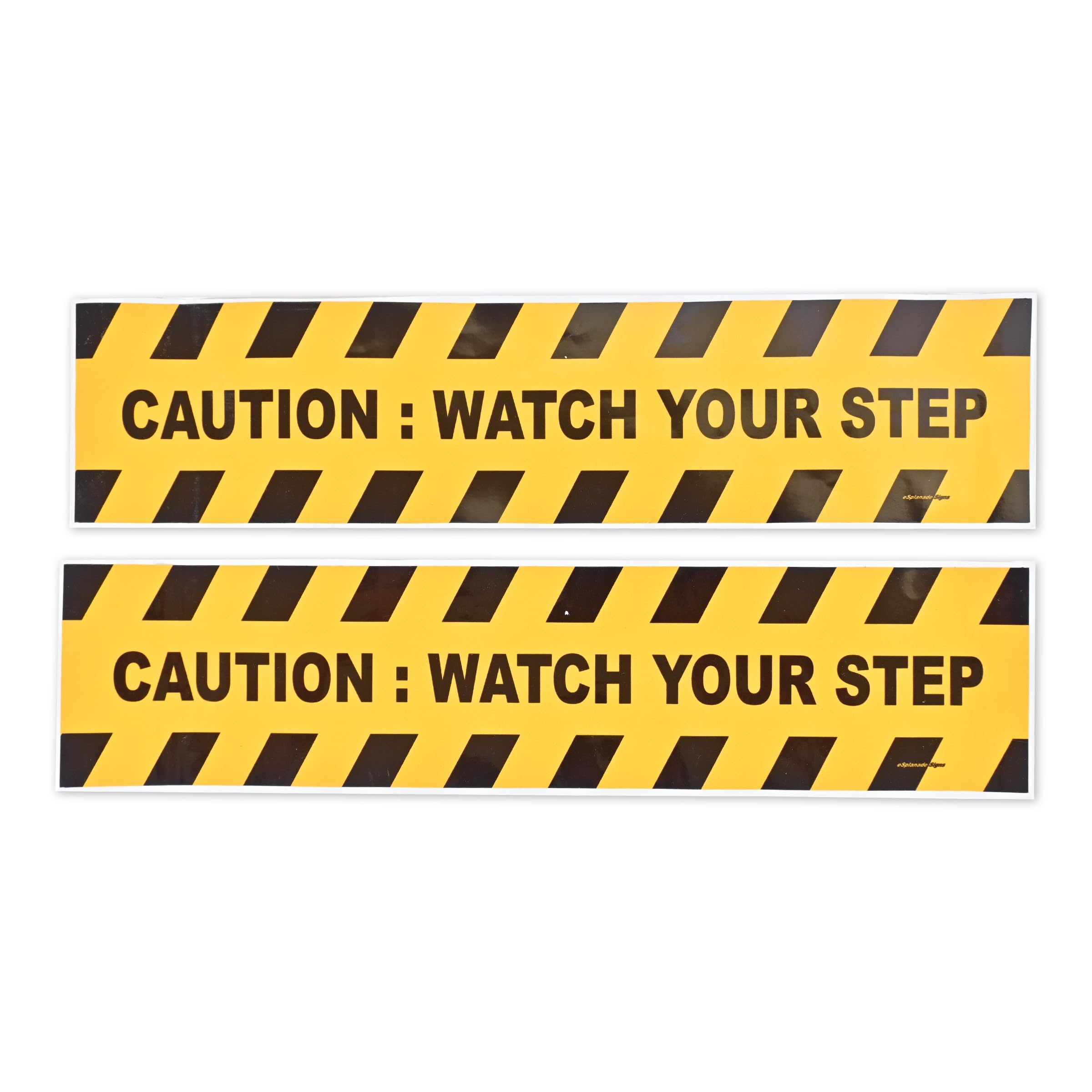 eSplanade 2 Pack 13.78" x 3.15" - Caution Watch Your Step Warning Sign Sticker Decal - Back Self Adhesive Vinyl