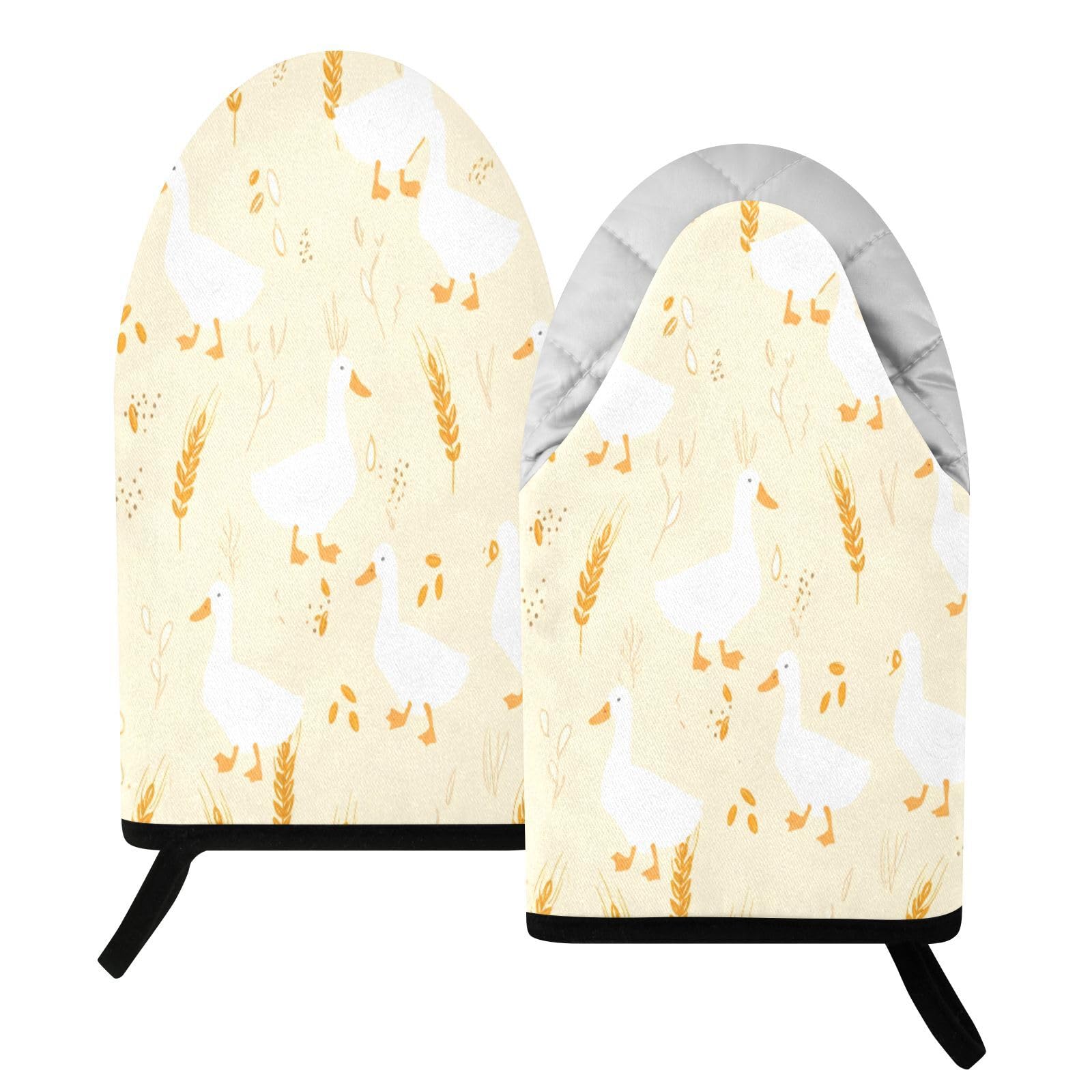 BURSTDDY Cartoon Goose Oven Mitt,Heat Resistant Kitchen Mitts for Cooking