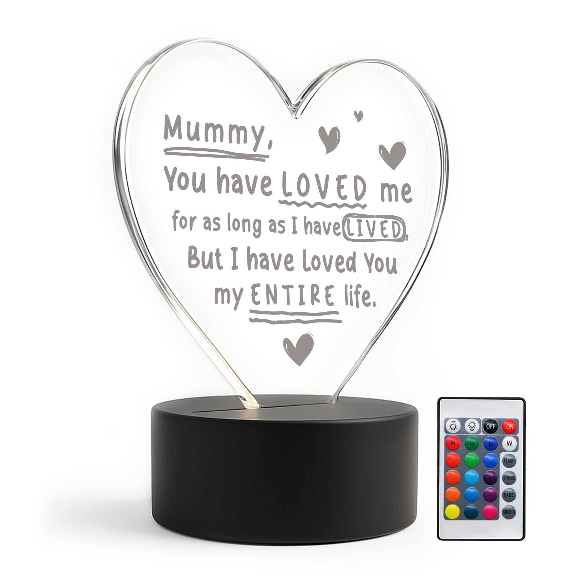 RED OCEAN for Mummy from Daughter Son Baby LED Sign Love You for Mummy Birthday Christmas Thank You Her Keepsake