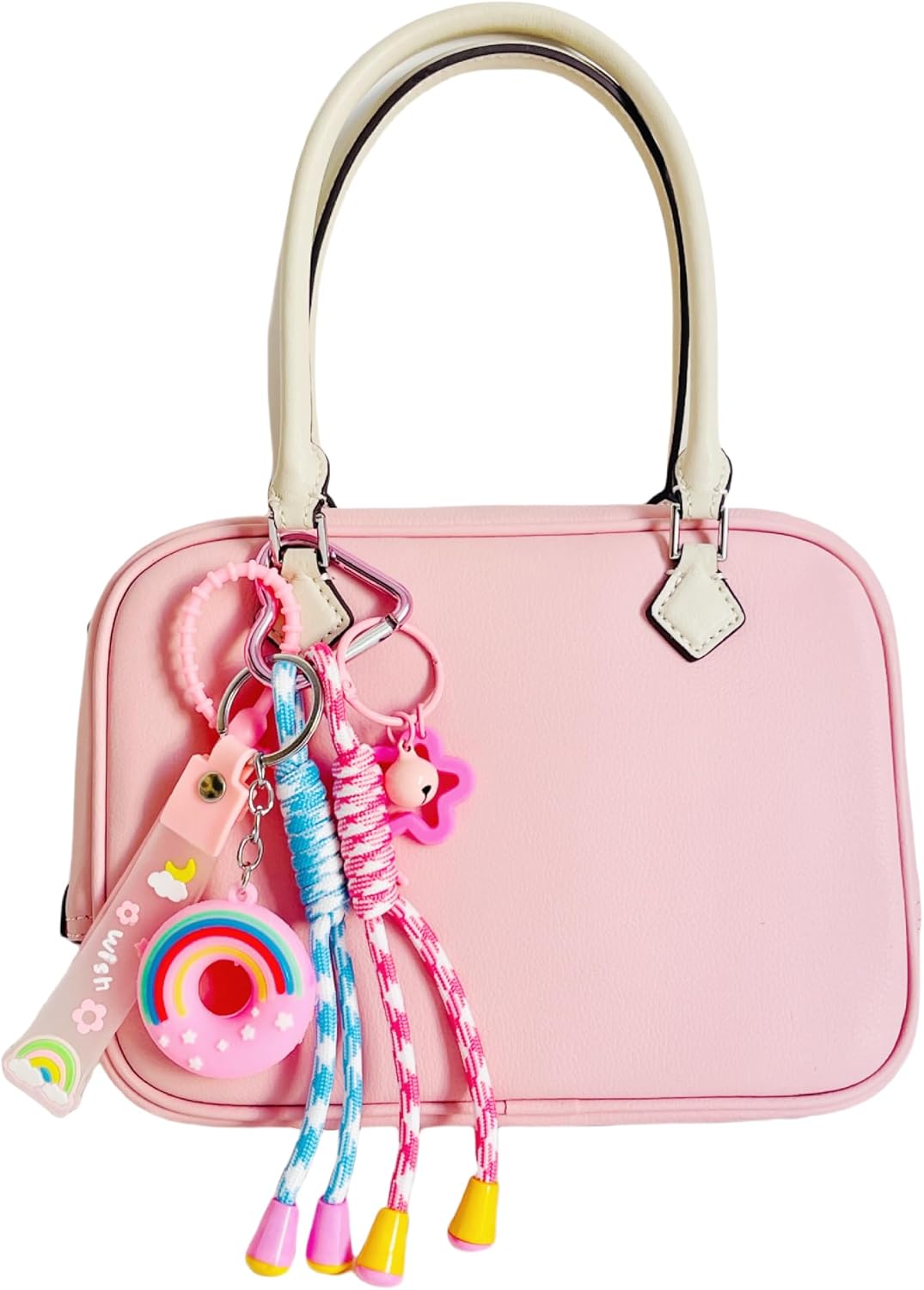 QTMY Cute Doughnut Rope Braided Keychain Bag Charms for Handbag Purse Backpack Accessories for Bogg Bag,926-1