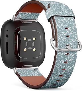 CJBROES Replacement Leather Watch Band, Compatible with Fitbit Versa 3 and Fitbit Sense of Wristband Bracelet Accessory - Floral Soft