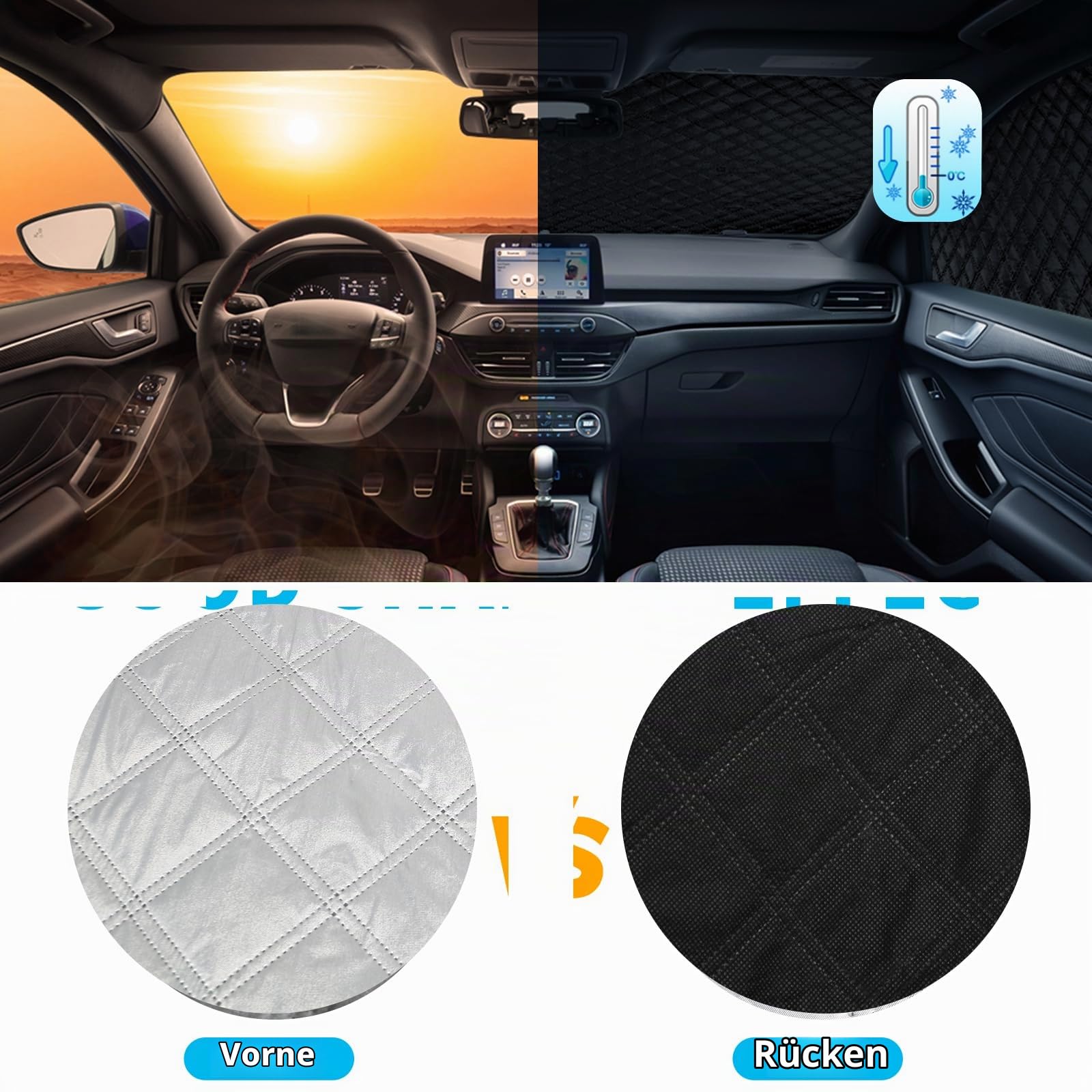 Auto Windschutzscheiben Abdeckung Kompatibel mit Renault Master 2010–2023, Sonnenschutz Frontscheibe Thermomatten, Externe Thermo Scheibenabdeckung Windschutzscheibenabdeckung