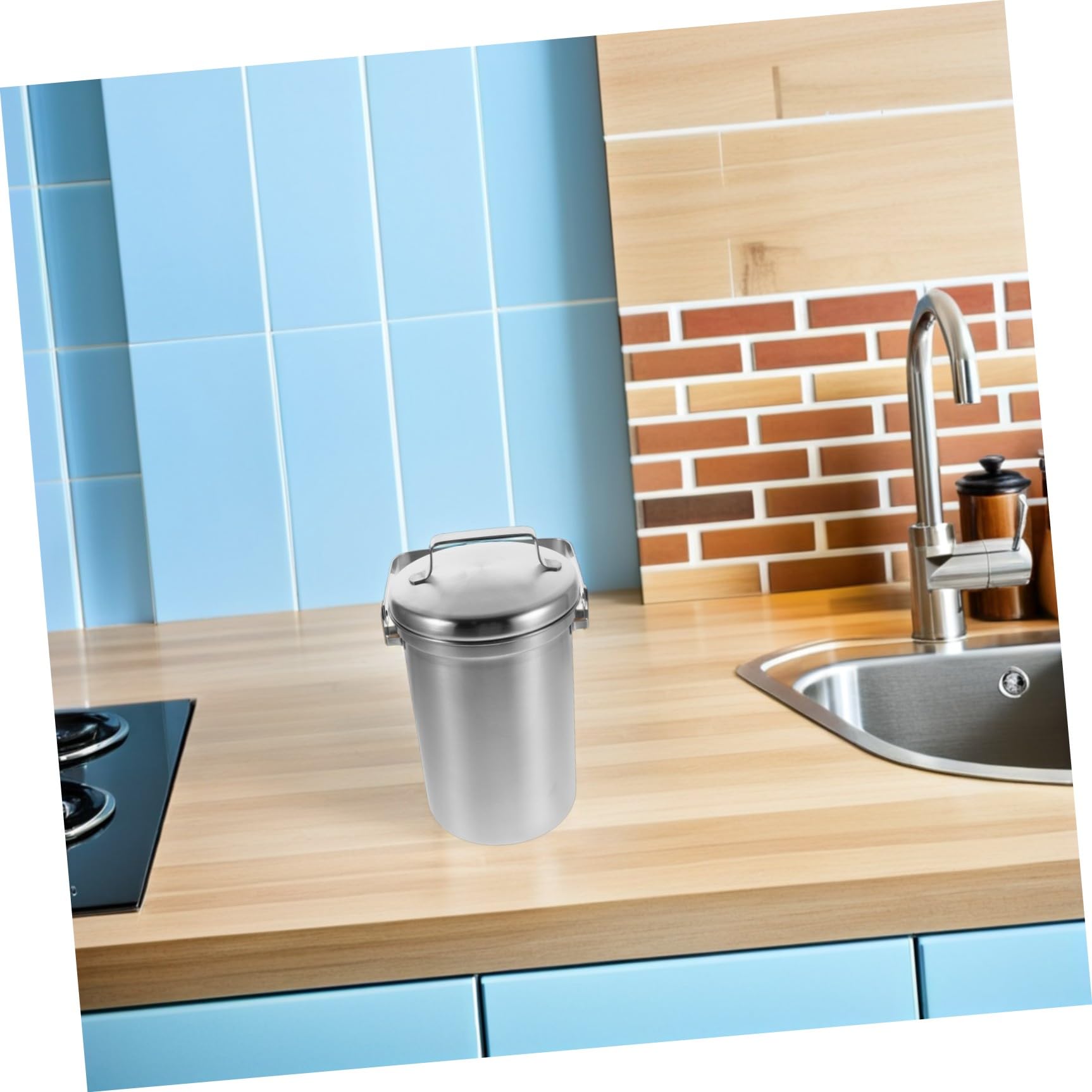 Lurrose Poubelle Compost la Cuisine en INOX 3L Couvercle Étanche, Bac à Déchets Alimentaires pour Recyclage Domestique et Usage en Intérieur
