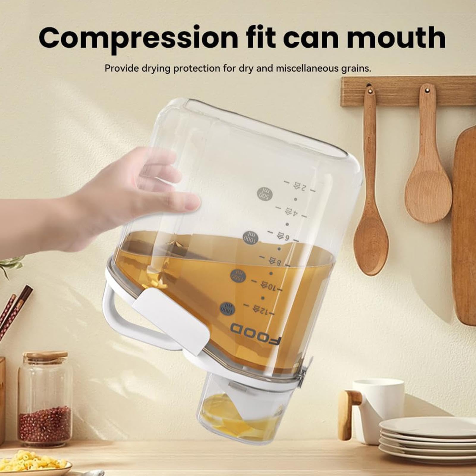 Contenitori per cereali | Contenitore per cereali secchi con coperchio ermetico | Dispenser di cereali da cucina multifunzione per fagioli verdi, riso
