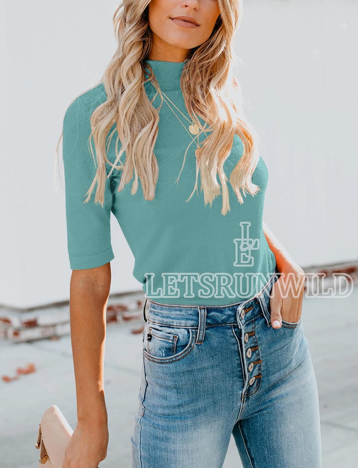 LETSRUNWILD Business Casual Tops for Women Dressy Cute Tops Mock Turtleneck Tshirts Shirts - Image 4