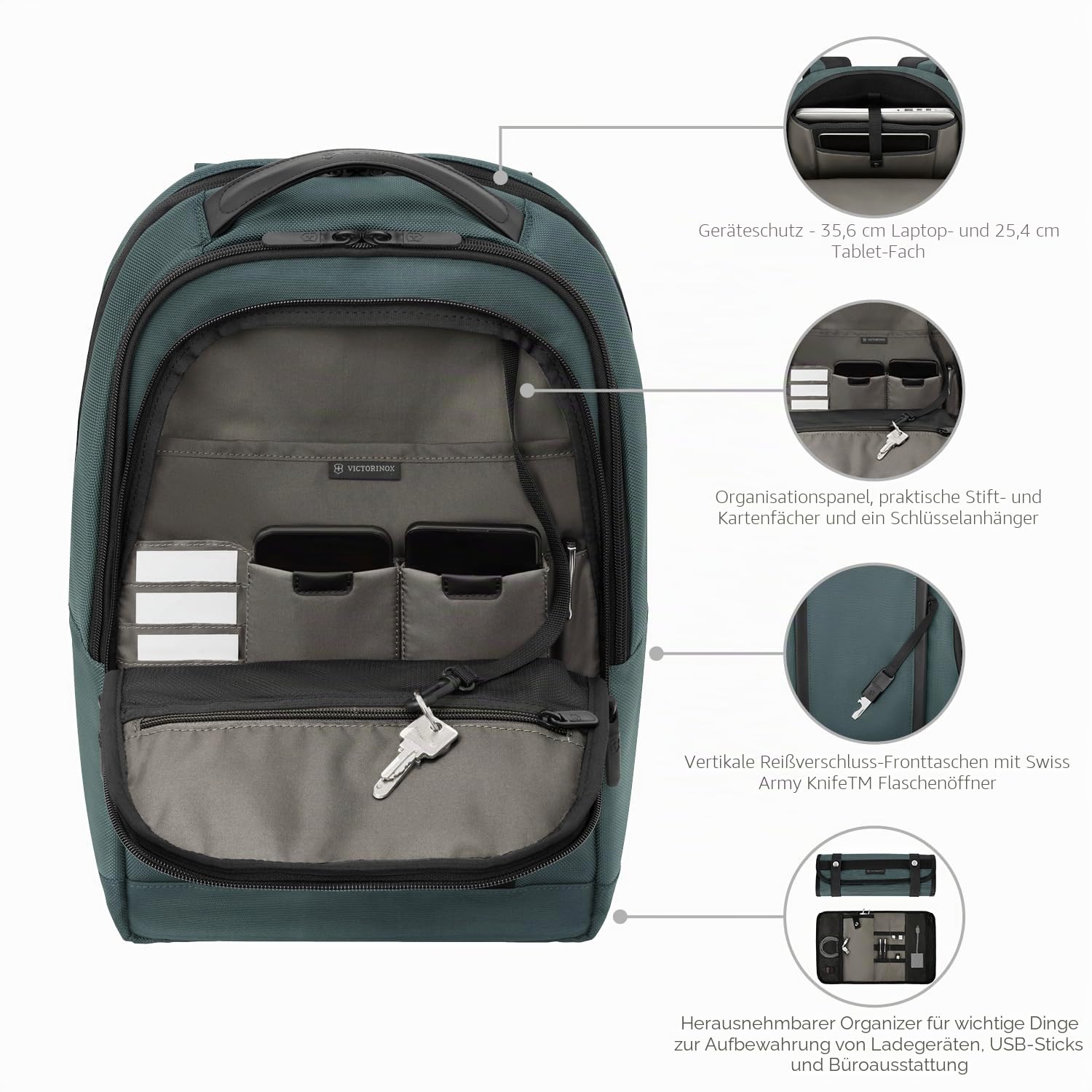 Victorinox Altmont Professional Compact Laptop Backpack, Rucksack mit Laptopfach, Damen/Herren, 22 x 29 x 41 cm, 16 l, Grau