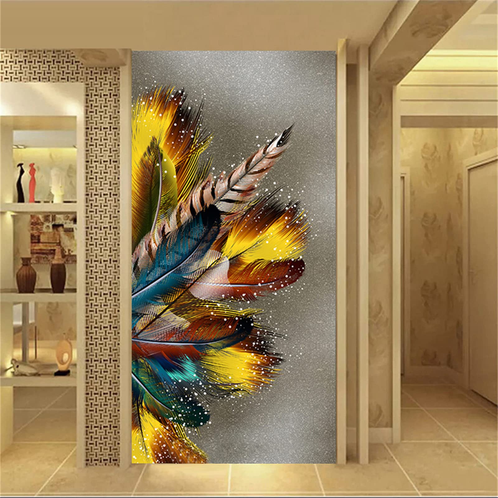 Diamentowa sztuka kolorowe pióra diamentowy obraz duże zestawy do haftu krzyżykowego dla dorosłych 50 x 100 cm / 20 x 40 cali, DIY 5D diamentowe malowanie po numerach dla dzieci, pełne wiertło kryształ haft płótno dekoracja ścienna