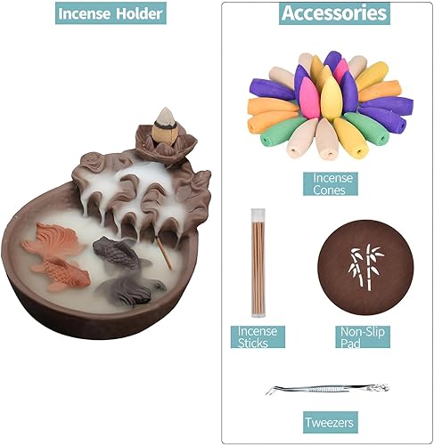 Miniatura 6 de Dos peces de cerámica púrpura arcilla humo reflujo incienso palo quemador titular