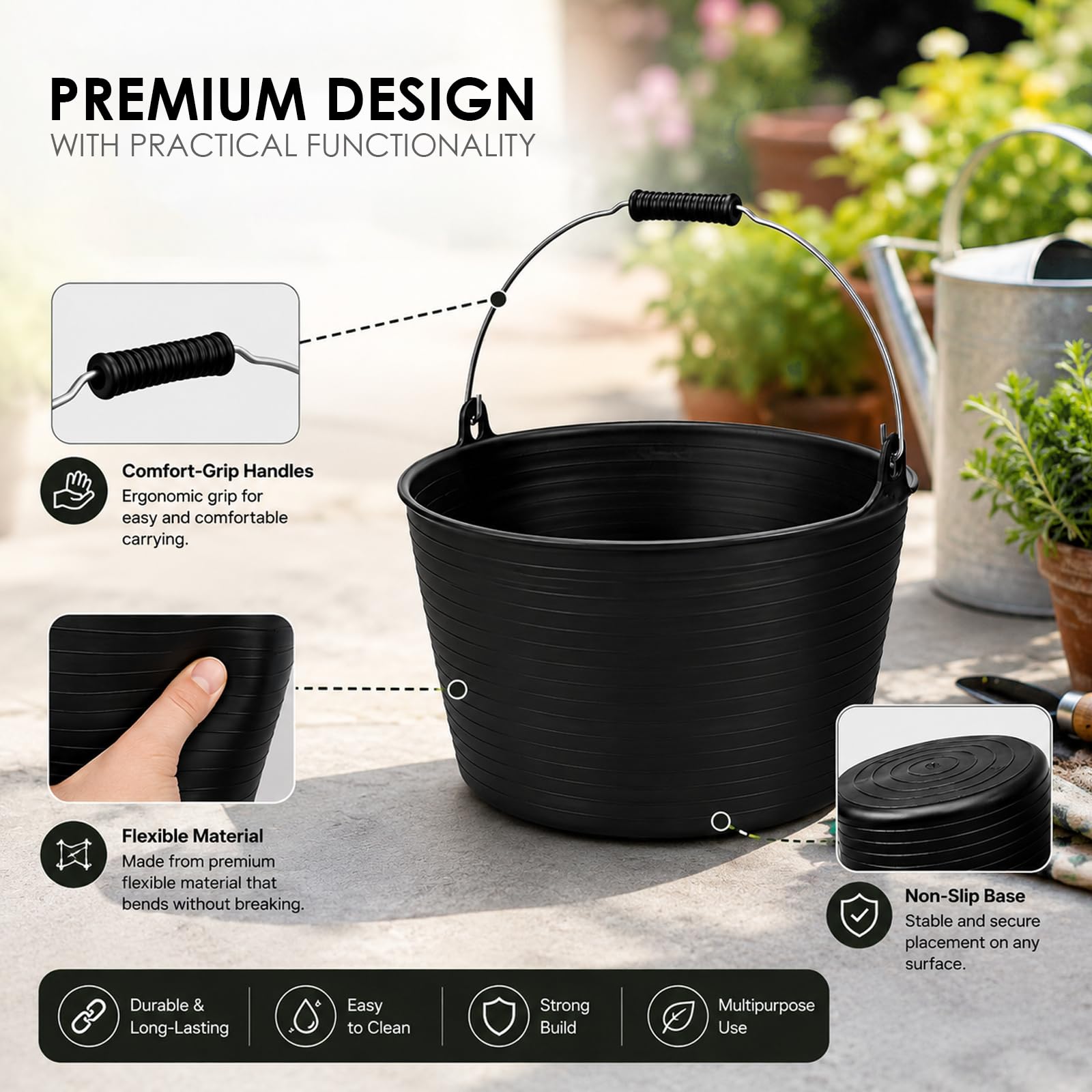 Mehrzweck-Eimer, flexibel, flexibel, 26 l, für Haus und Garten