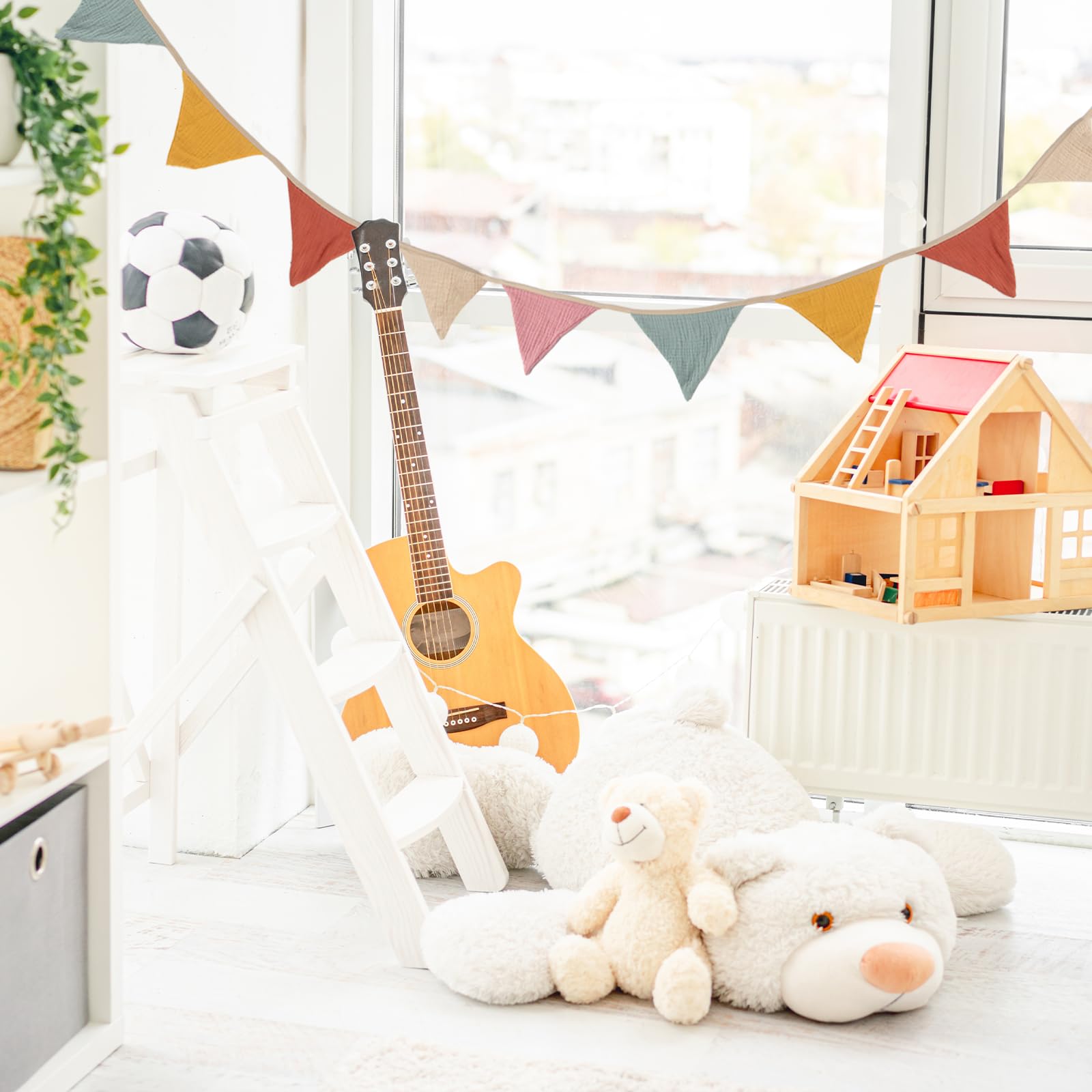 Guirlande Fanions Triangulaires Multicolore - 2,6 M De Long - 10 Fanions - Pour Décoration Chambre Enfant, Fête, Anniversaire - Tissu Doux