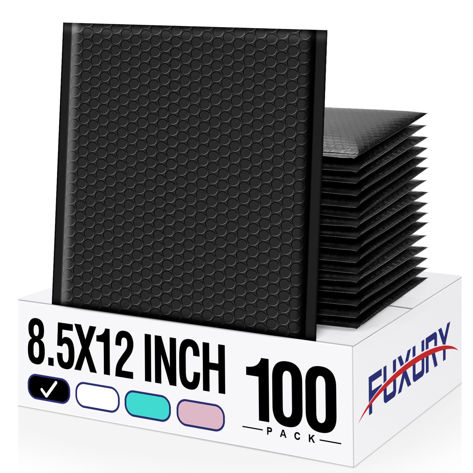 Fuxury Black Bubble Mailers 8.5x12" Padded Envelopes 100 Pack Bulk