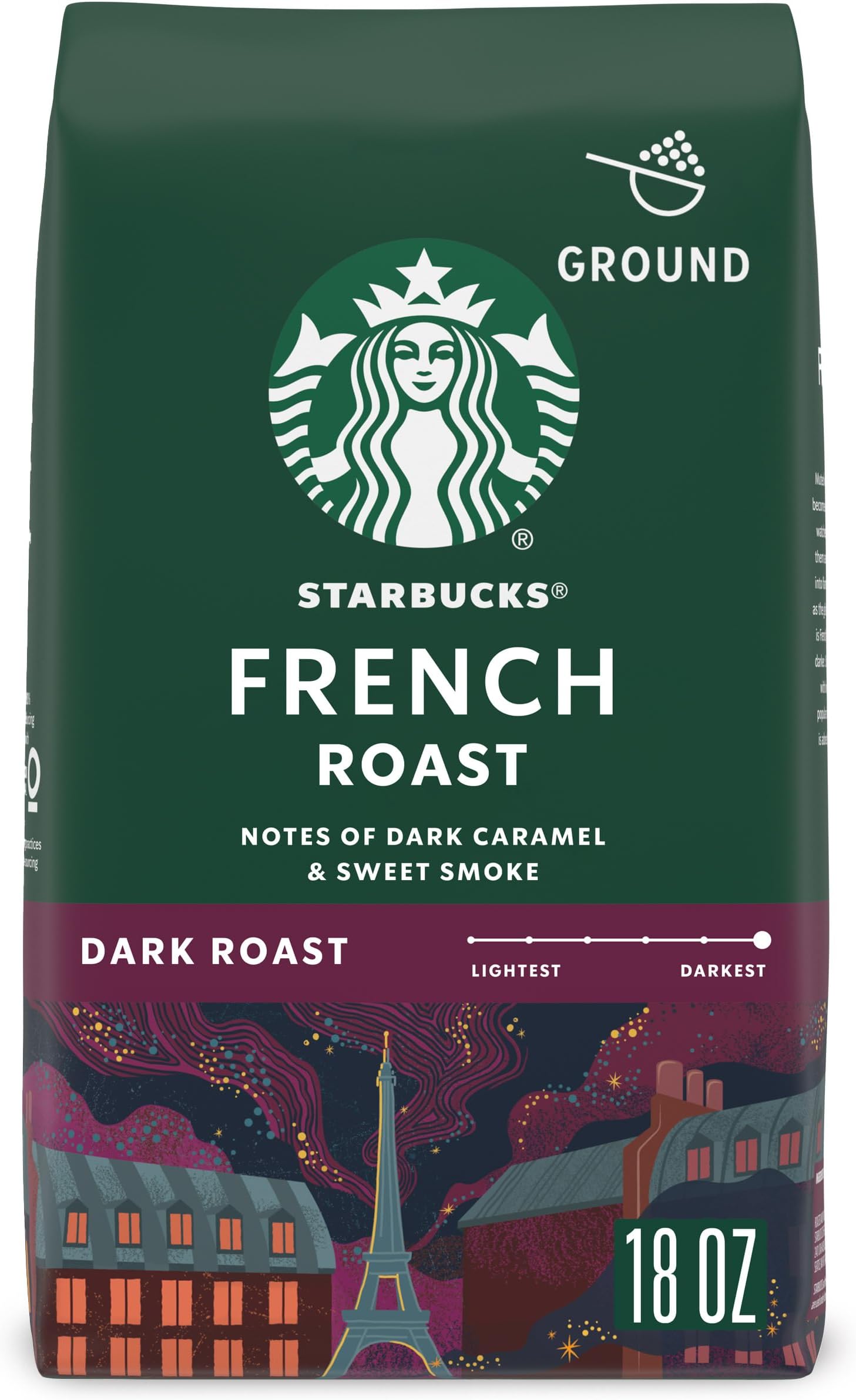 Starbucks Ground Coffee, Dark Roast Hot or Iced Coffee, French Roast, 18 oz
