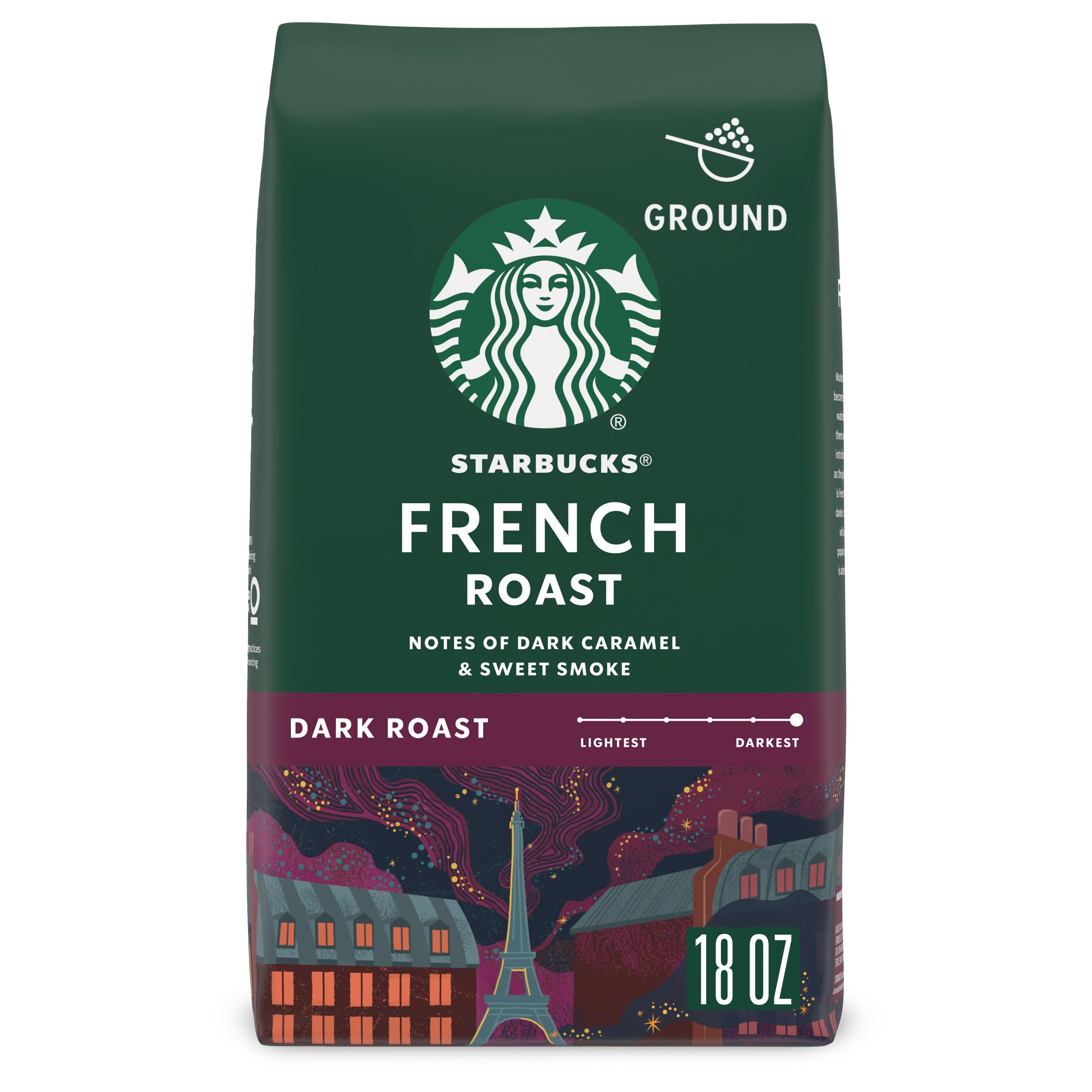 Starbucks Ground Coffee, Dark Roast Coffee, French Roast, 100% Arabica, 1 bag (18 oz)