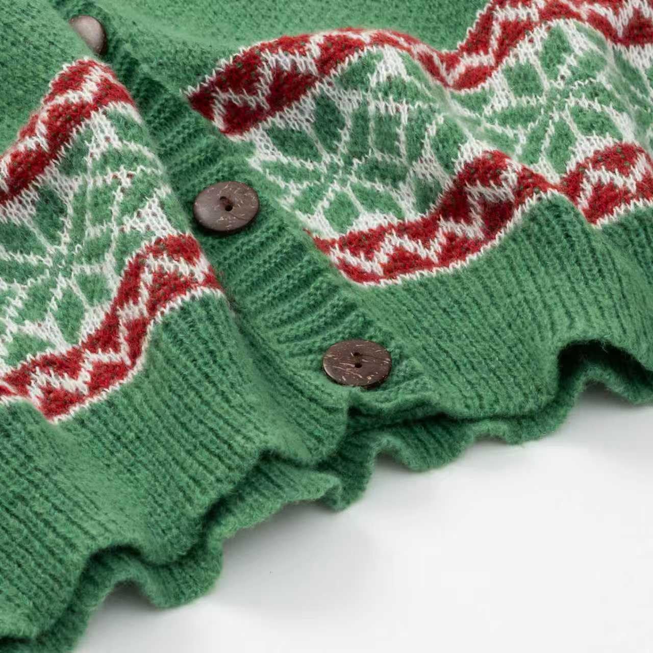 Cardigan da donna divertente autunno inverno animale floreale albero di Natale manica lunga bottoni maglione cardigan