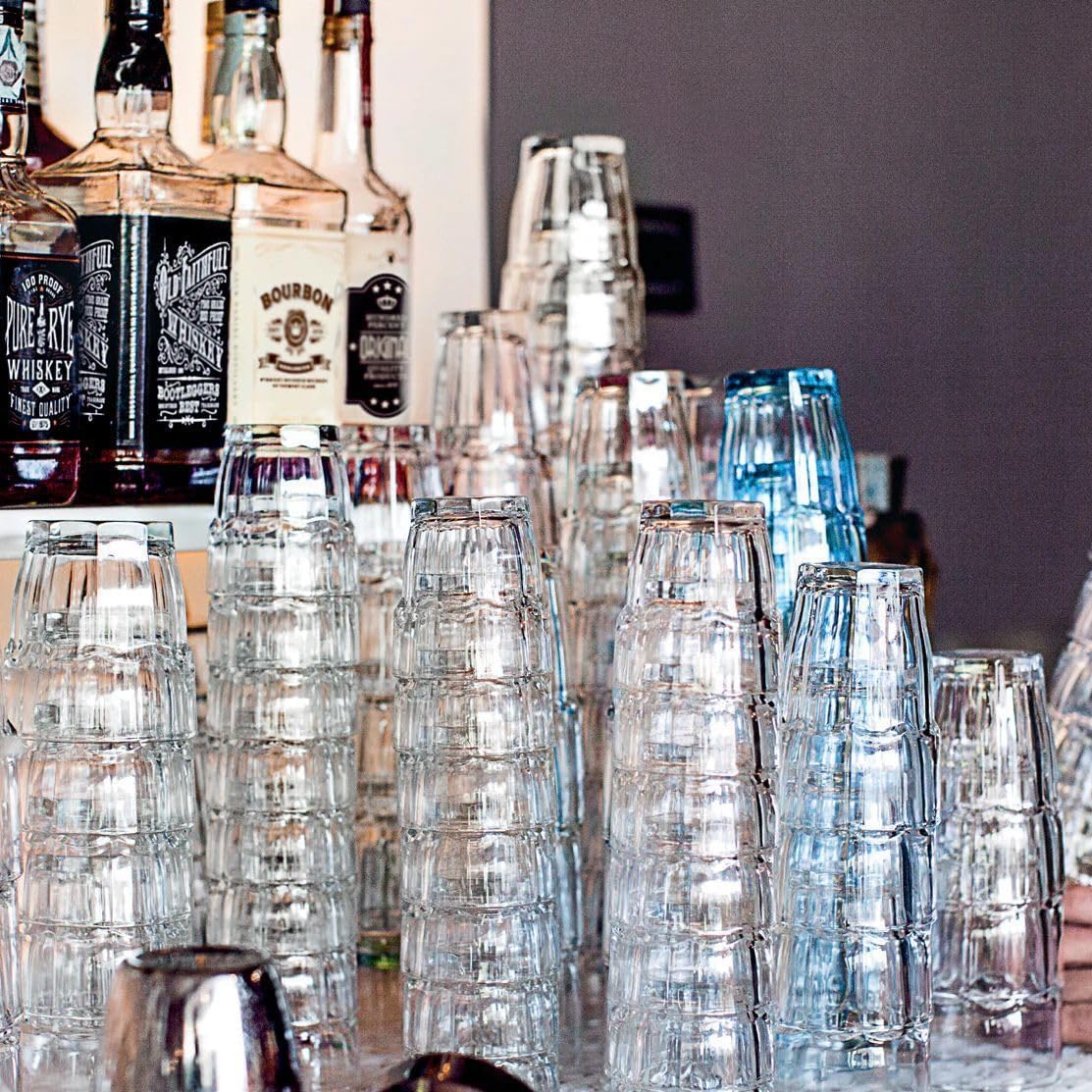 Bormioli Rocco Rock Bar Stackable Double Old Fashioned Glasses, 13 1/4 Ounce, Set of 6