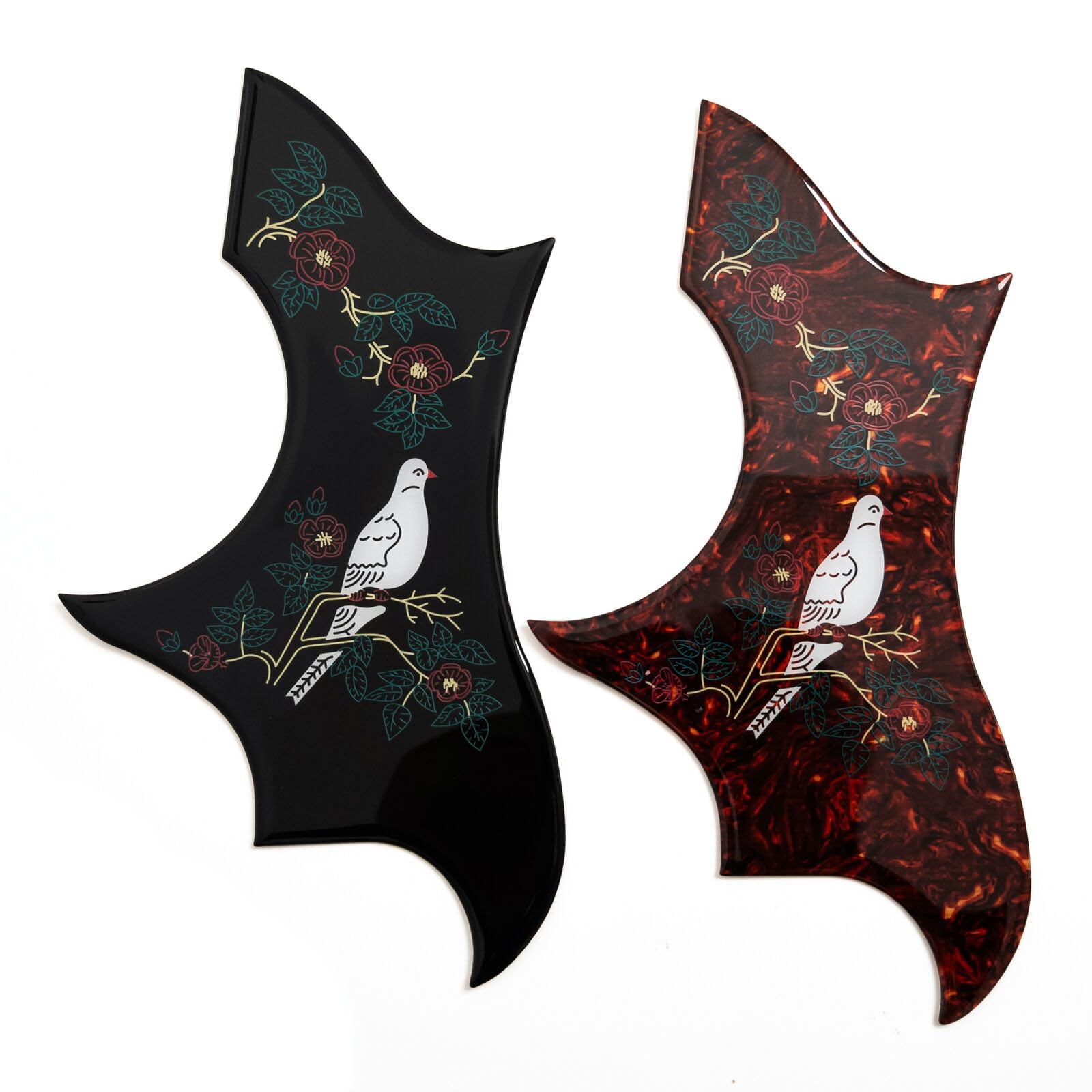 Pickguard do gitary akustycznej, zestaw 2 szt. do gitar 91-100 cm, kompatybilny z korpusem Gibson Jumbo, wzór gołębica kolibra, grubość 2 mm, samoprzylepna, odporna na zarysowania