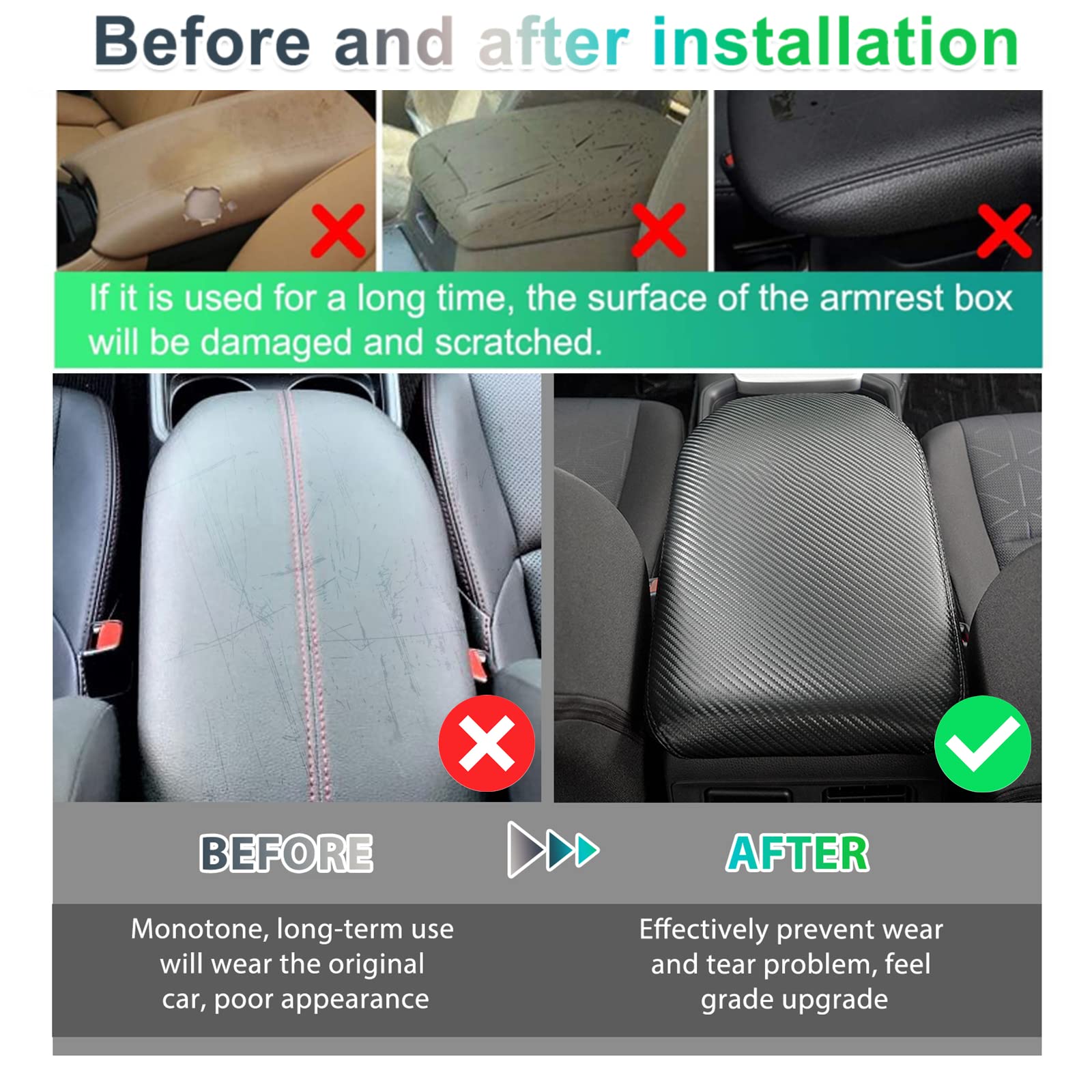 GAFAT Toyot-a RAV4 Hybrid 2019-2024 2025 Housse d'Accoudoir Console Central, RAV4 2025 Accoudoir Protection Rembourrage en Cuir PU, Compatible avec Toyota RAV4 Accessoires (Noir)