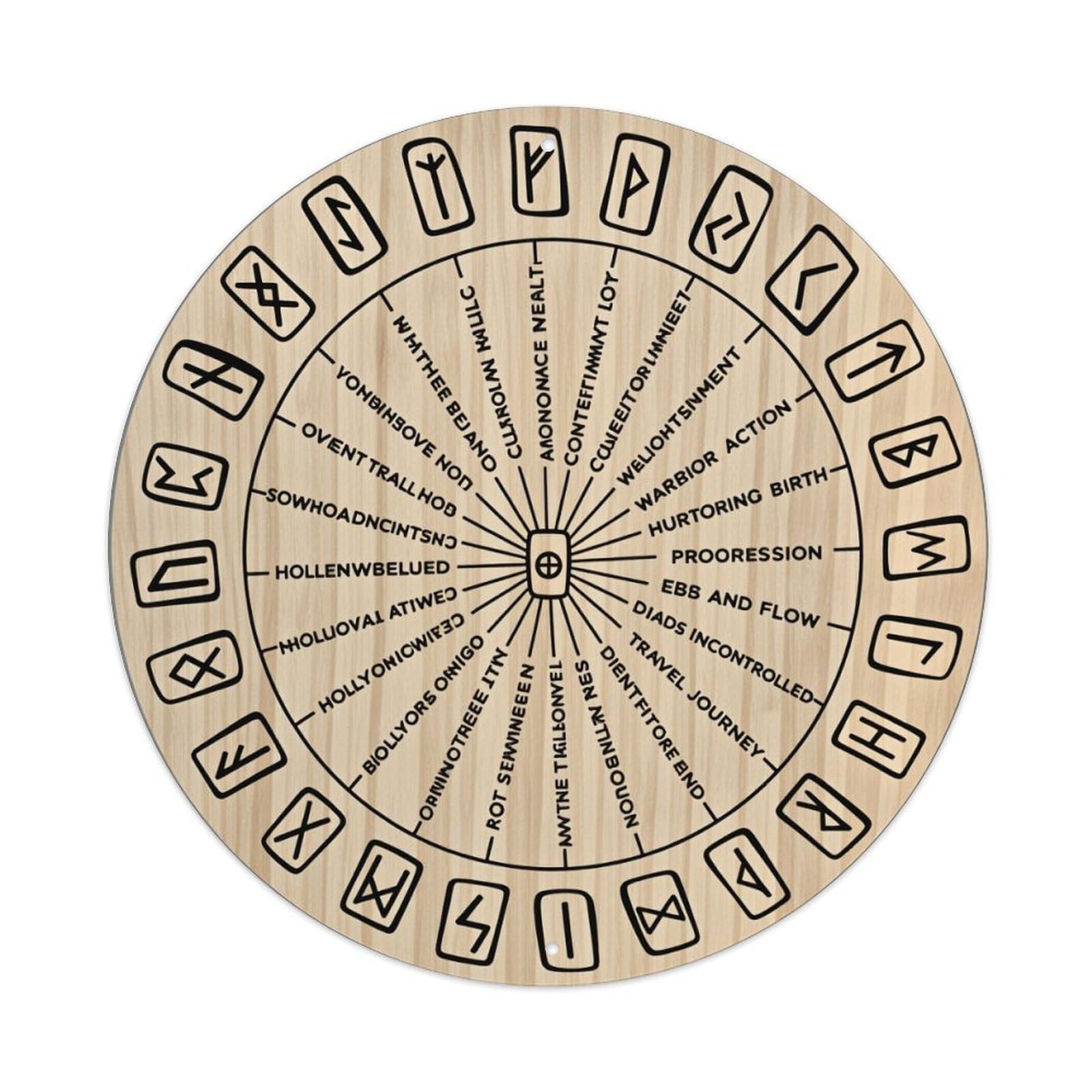 Circular Symbolic Runes Pattern Design Metal Tin Sign Vintage Garden Bedroom Cafe Bar Man Cave Home Wall Decor Metal Poster 8x8 inches