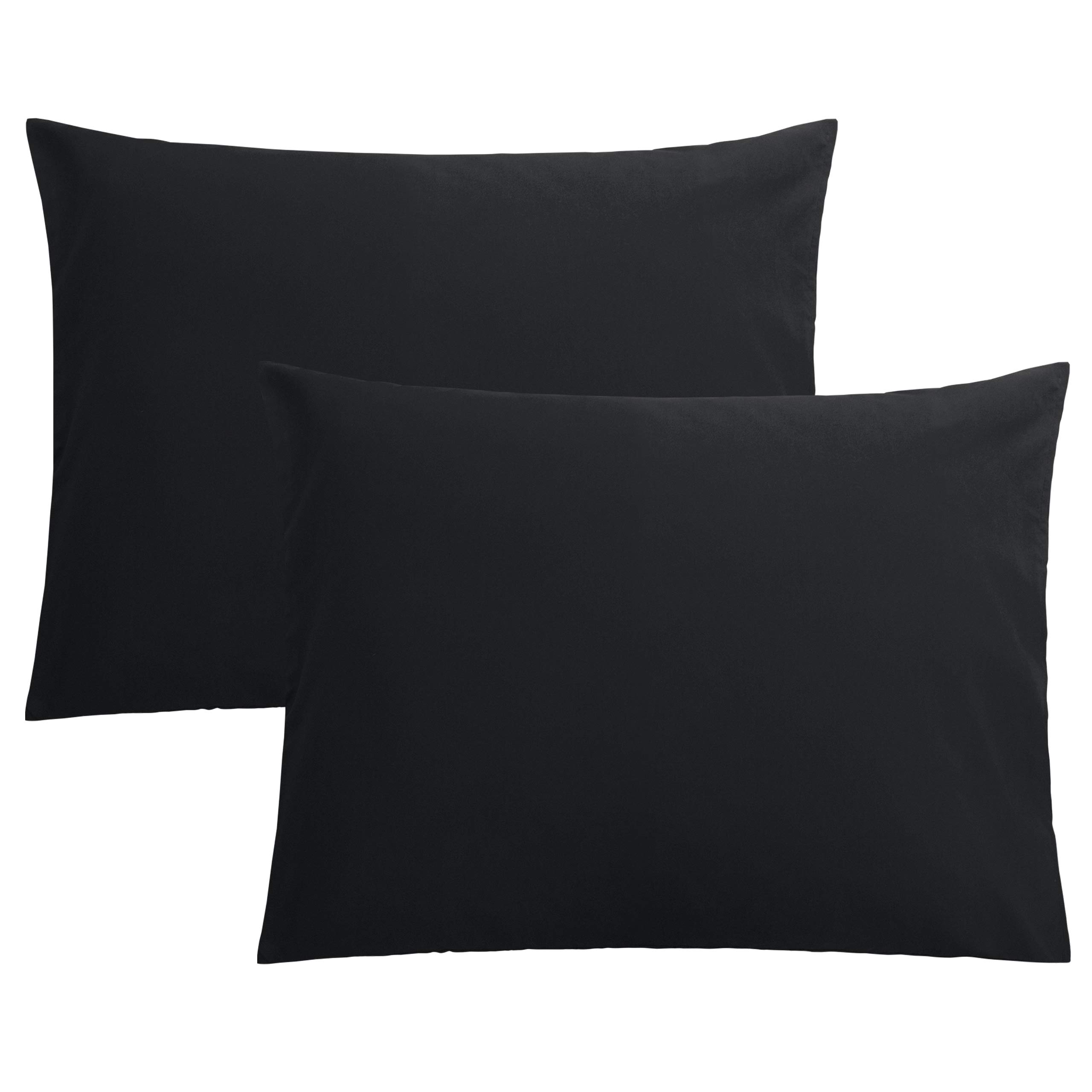 FLXXIE Microfiber Pillow Cases Standard Size, Soft Pillowcases with Envelope Closure, Wrinkle, Stain Resistant Pillow Covers, 20x26, BlackOEKO-TEX STANDARD 100
