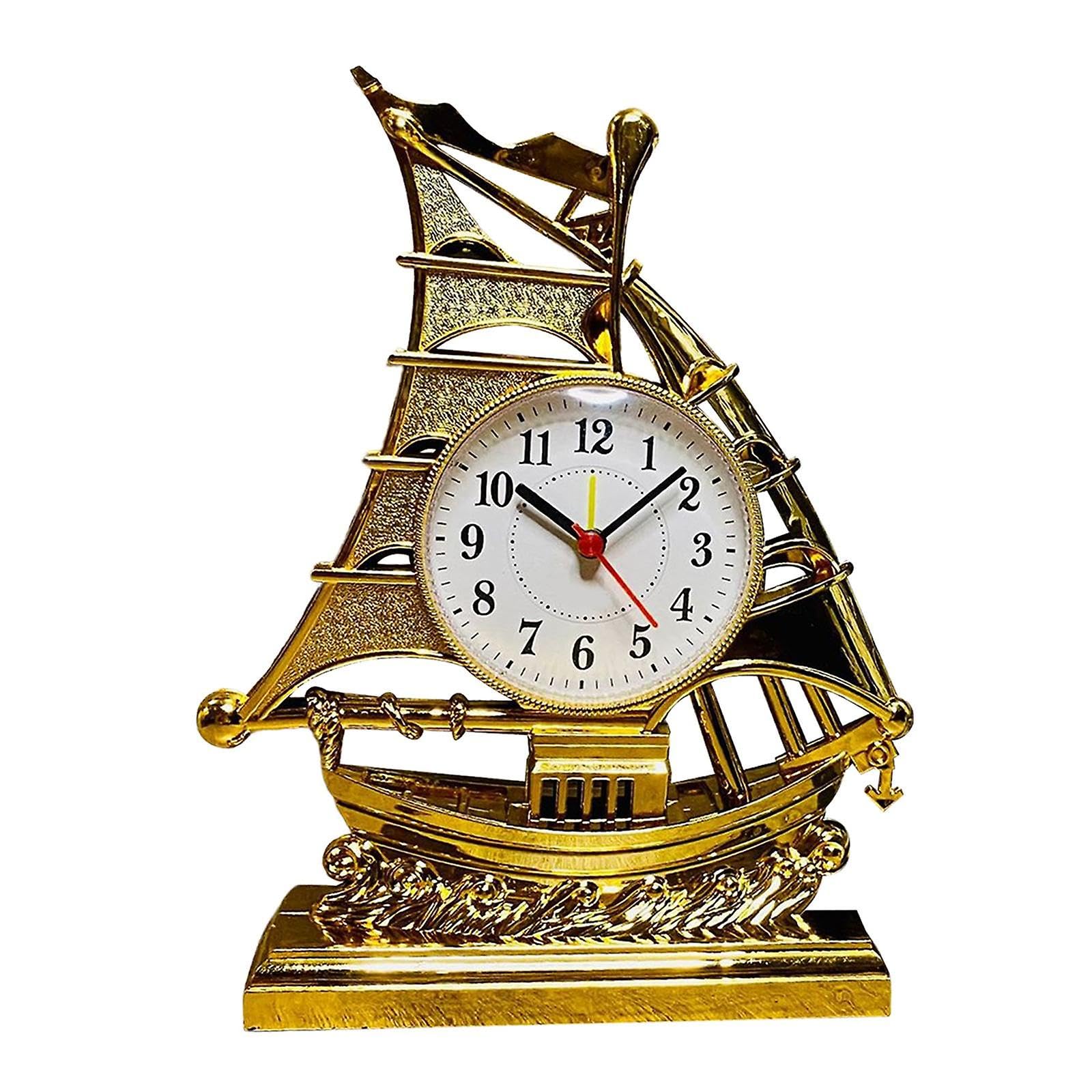 JOYHAPPST Desk Clock Decoration Battery Operated Alarm Clock for Bedrooms Kitchen Golden