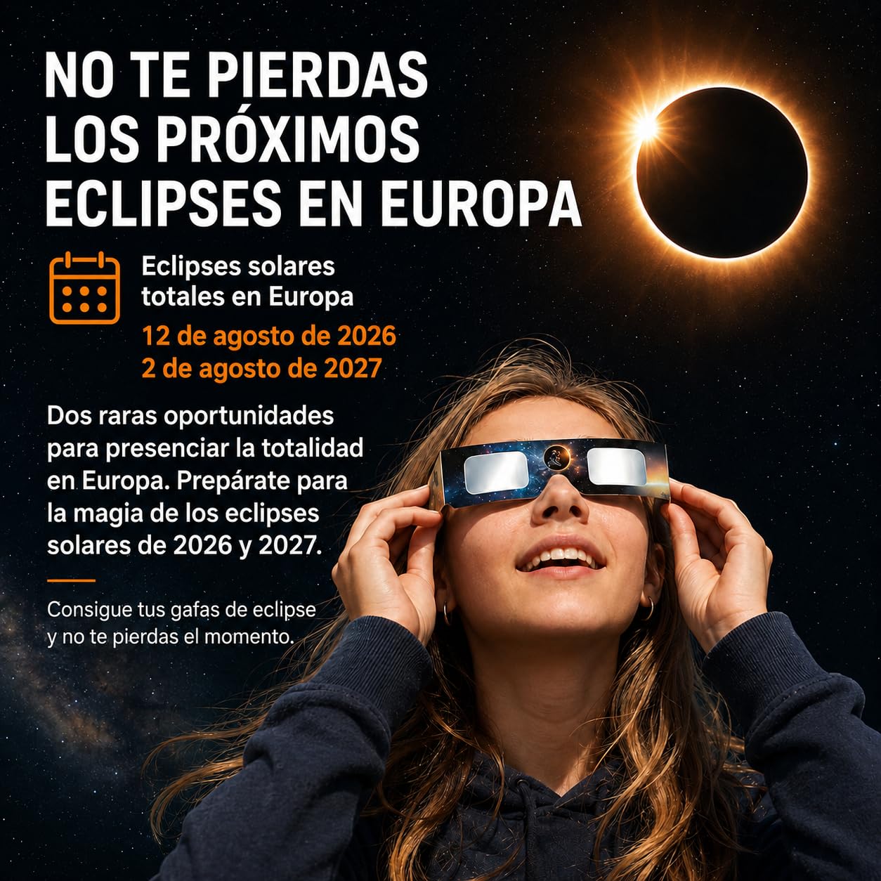 6/12/100 Gafas Eclipse Solar Homologadas,Certificado EN ISO 12312-2:2015(E) y CE,Aprobación AAS 2026,Gafas eclipse solar para visión directa del sol