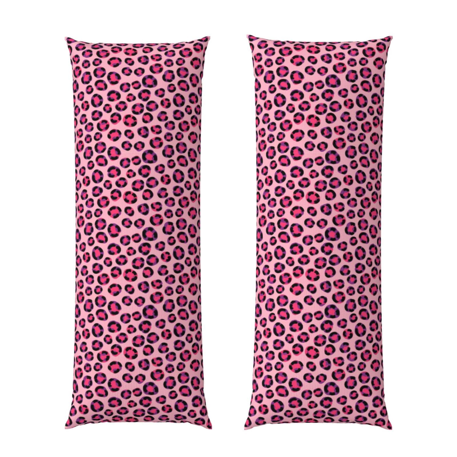 Body Pillow Cover 20x60 Animal Skin Fur Camouflage Pink Leopard Print, Soft Microfiber Long Pillowcase with Zipper Closure, Breathable Protector for Bedroom Sofa Couch Sleeping