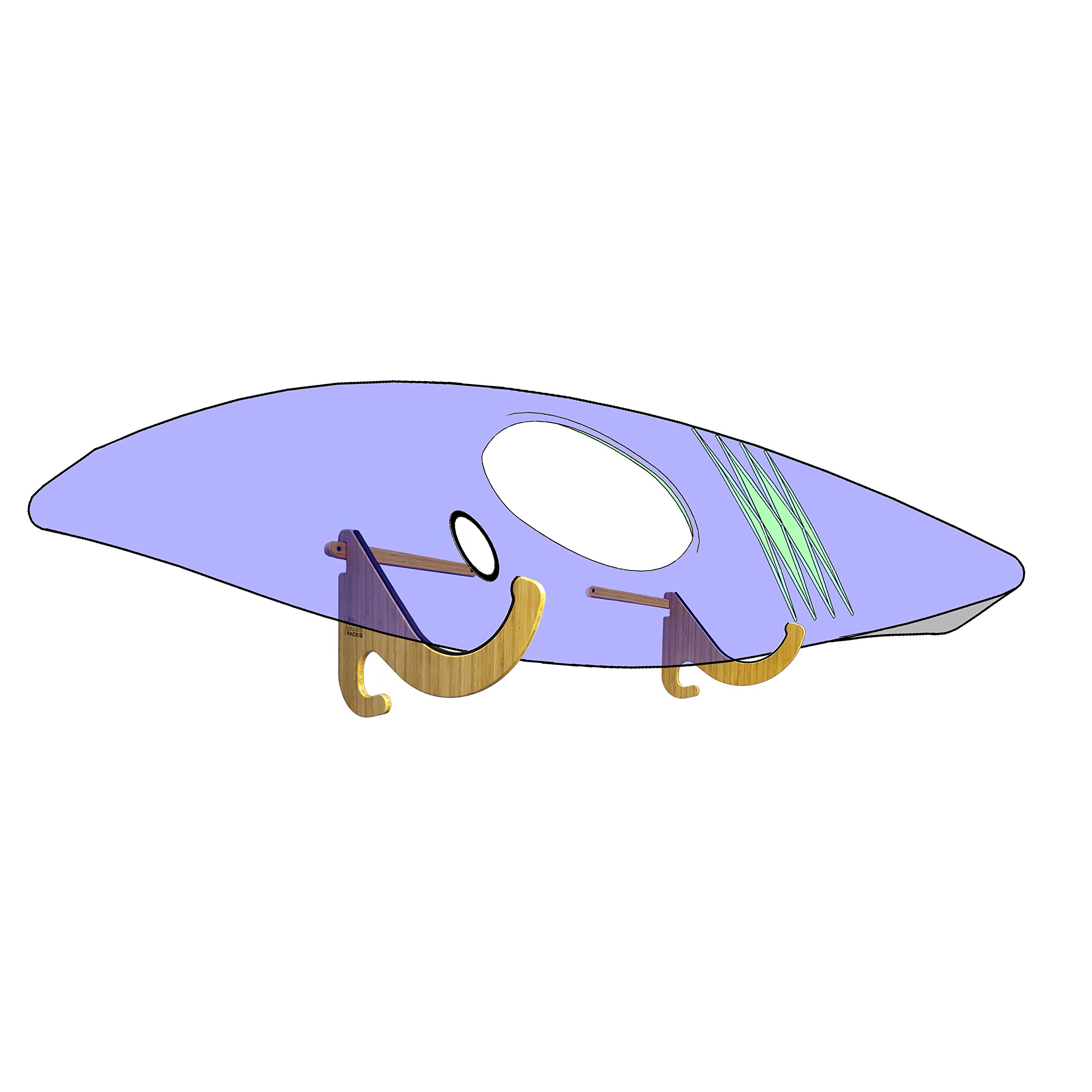 Grassracks Bamboo or Birch Wood Kayak or Paddleboard Storage Rack for 1 Kayak or SUP O'ahu Recliner (1 Board or Kayak)