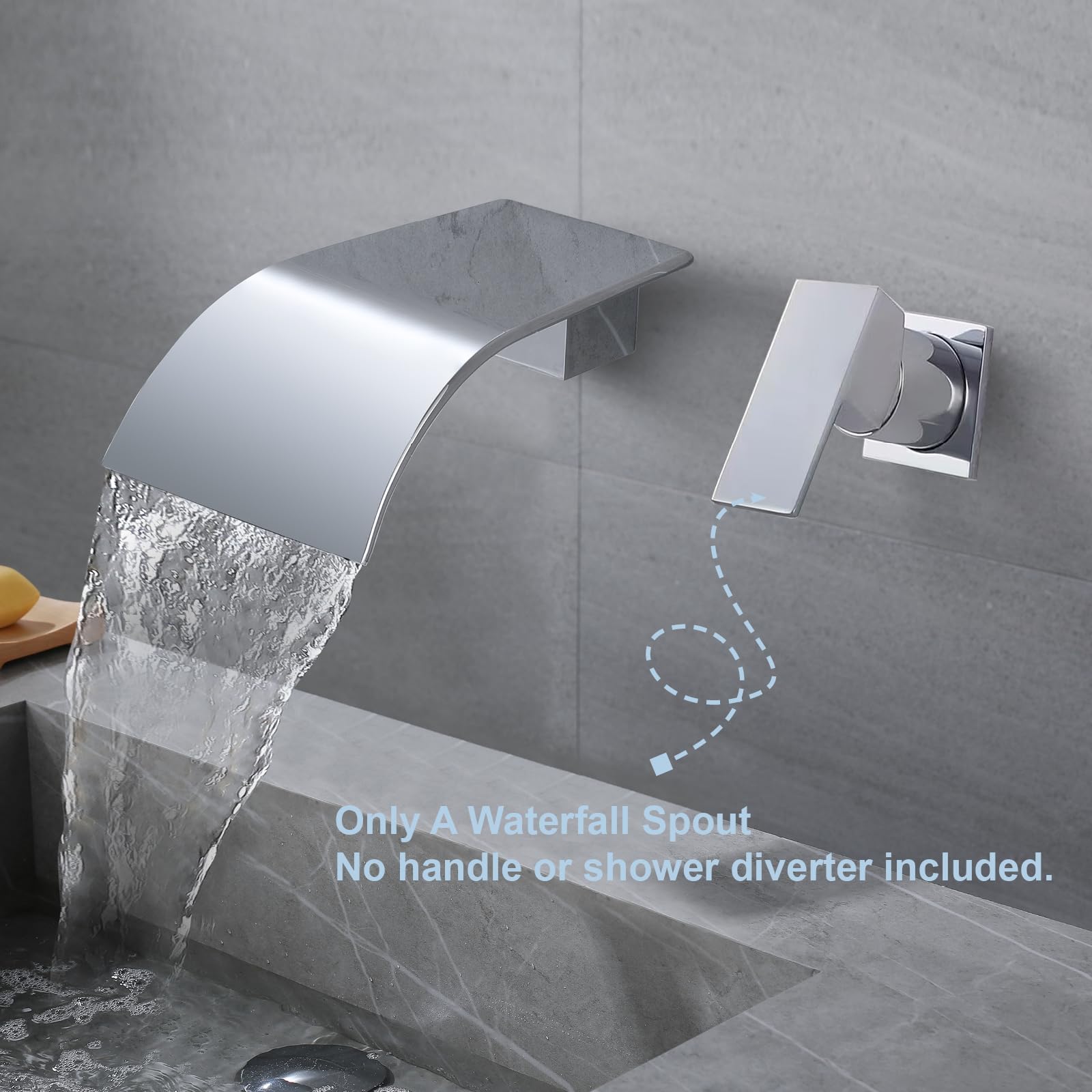 Bec de robinet de baignoire, pulvérisateur de robinet cascade à haut débit, robinet d'évier de navire, bec cascade de salle de bain, bec de douche de rechange attachmen, chrome