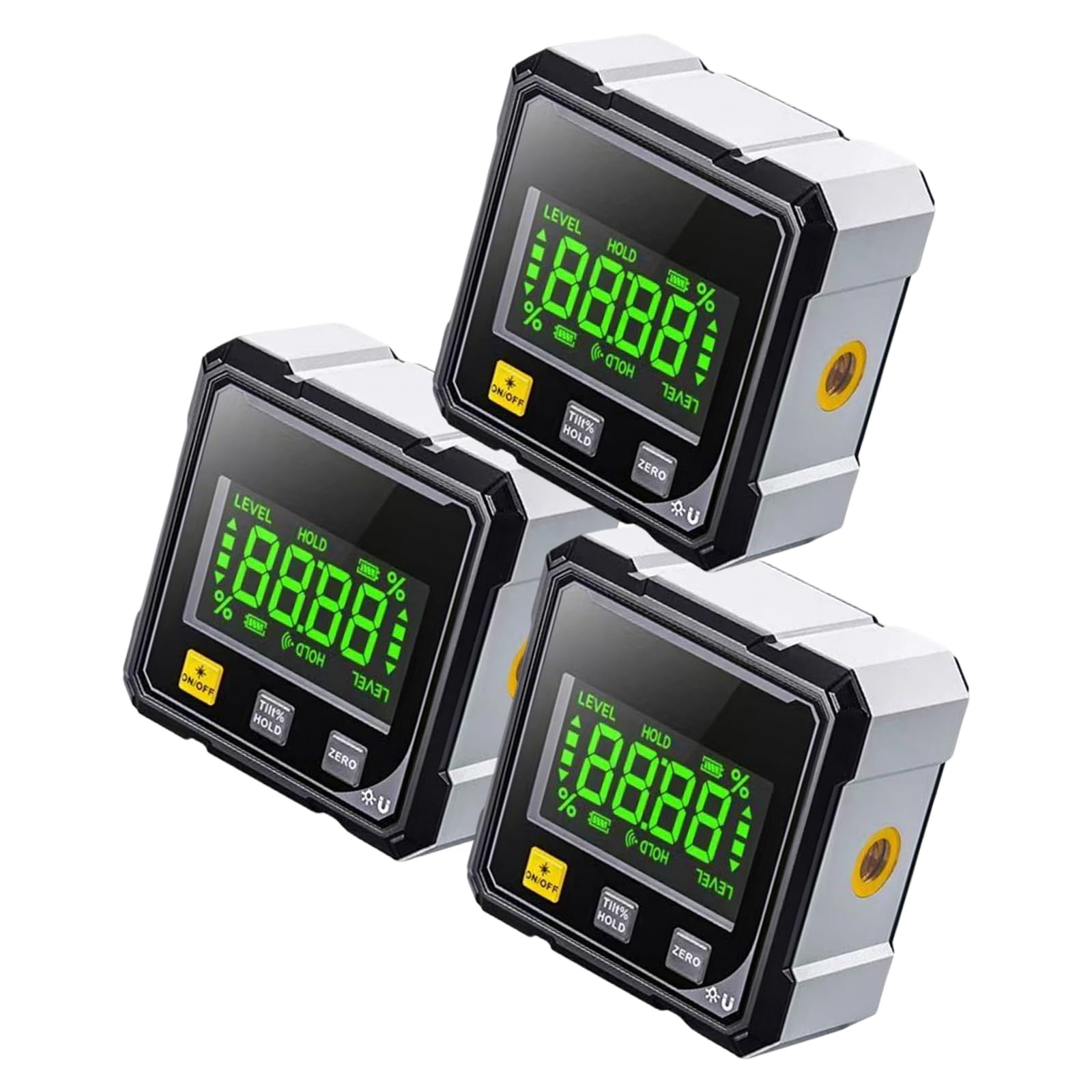 Inclinometro digitale ad alta precisione con display a LED e lati per una misurazione accurata degli angoli di ricarica USB Misuratore di angoli laser con magneti a quattro lati